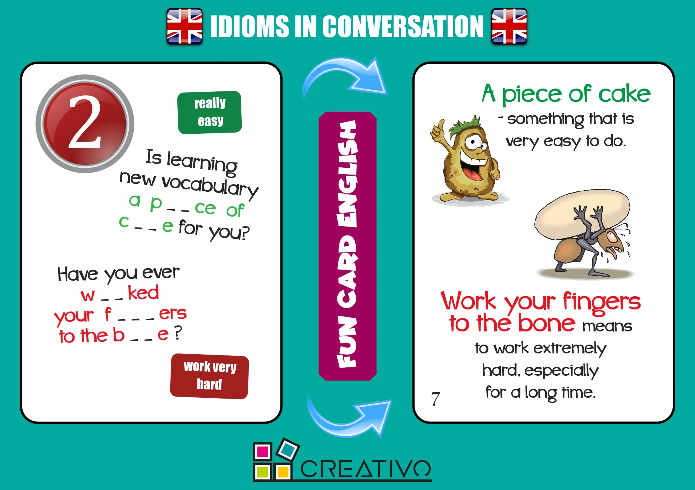 Fun Card English 100 IDIOMS in Conversation (Grammar and Vocabulary Flashcards + Exciting Game)