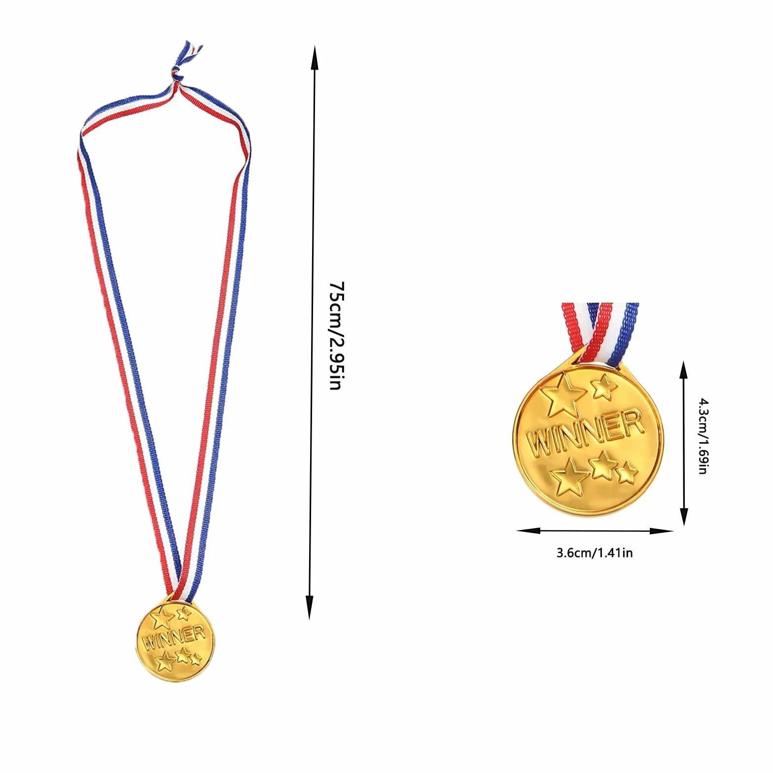 Medaglie Vincitori Premiazioni per Competizioni Sportive Scolastiche - 24 Pezzi di Plastica