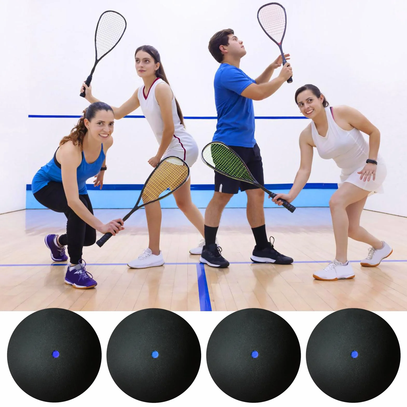 PORFOYO Palline da Squash, Set da 4, Gomma, per Sport e Competizione