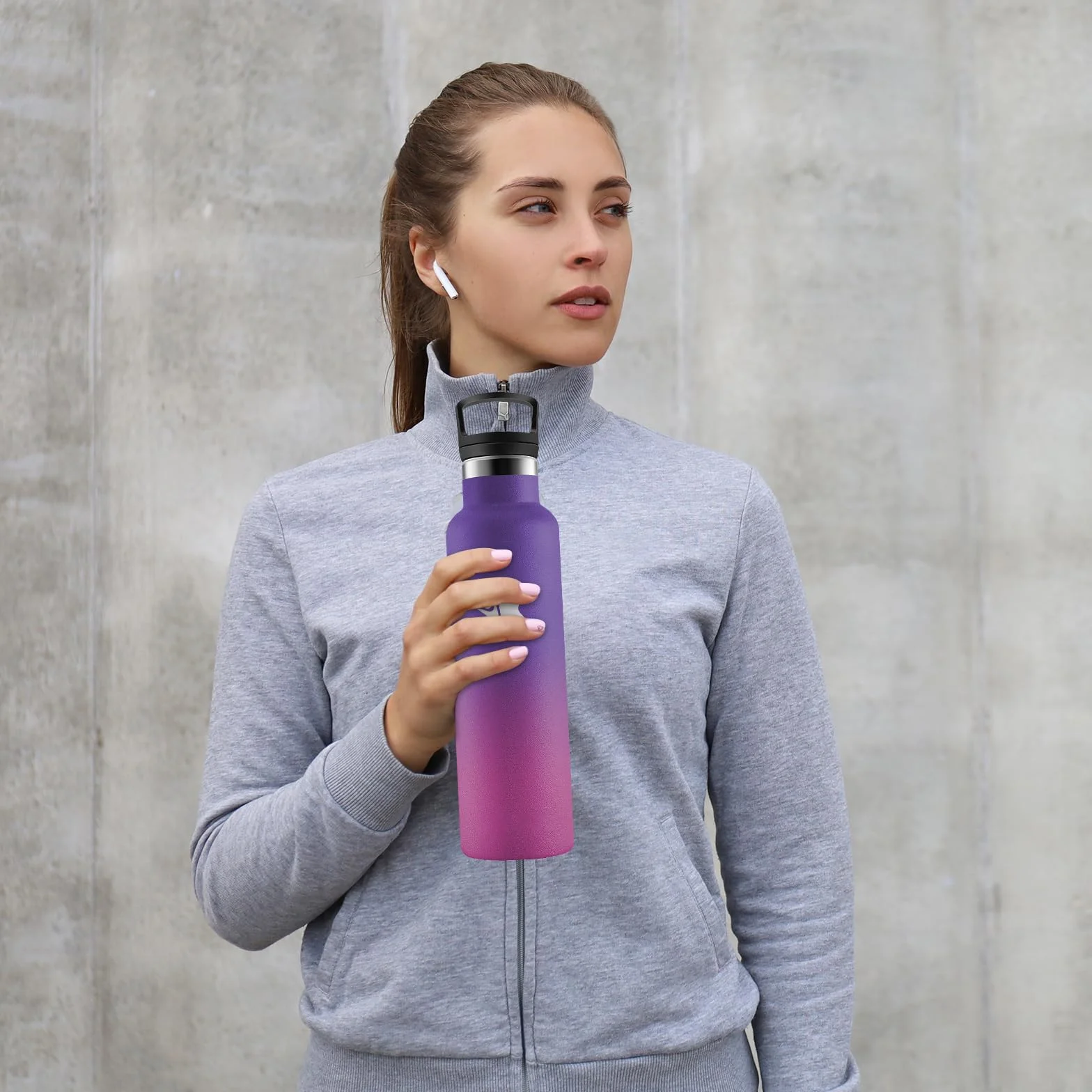 Borraccia Termica 750 ml Acciaio Inox con Cannuccia, Senza BPA, a Prova di Perdite per Bevande Gassate Fitness Campeggio