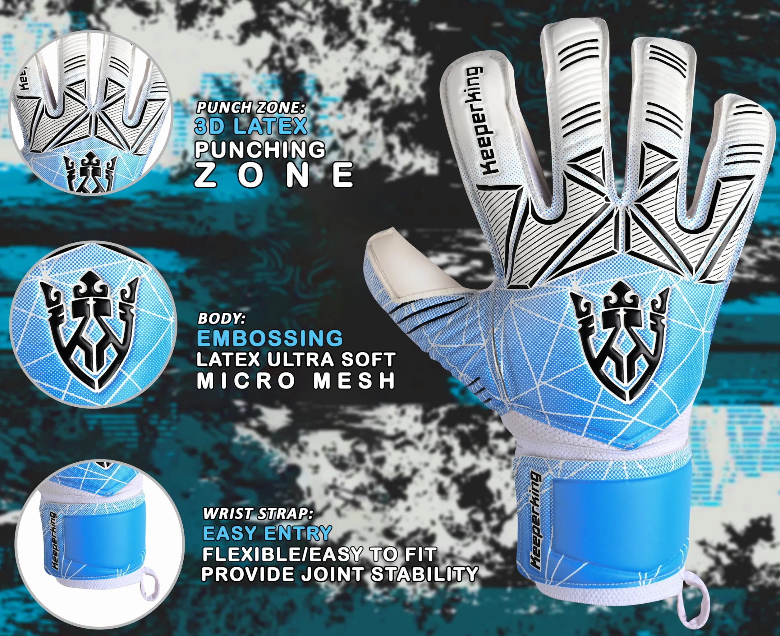 Keeperking Guanti da portiere 4 mm con protezione dita rimovibile
