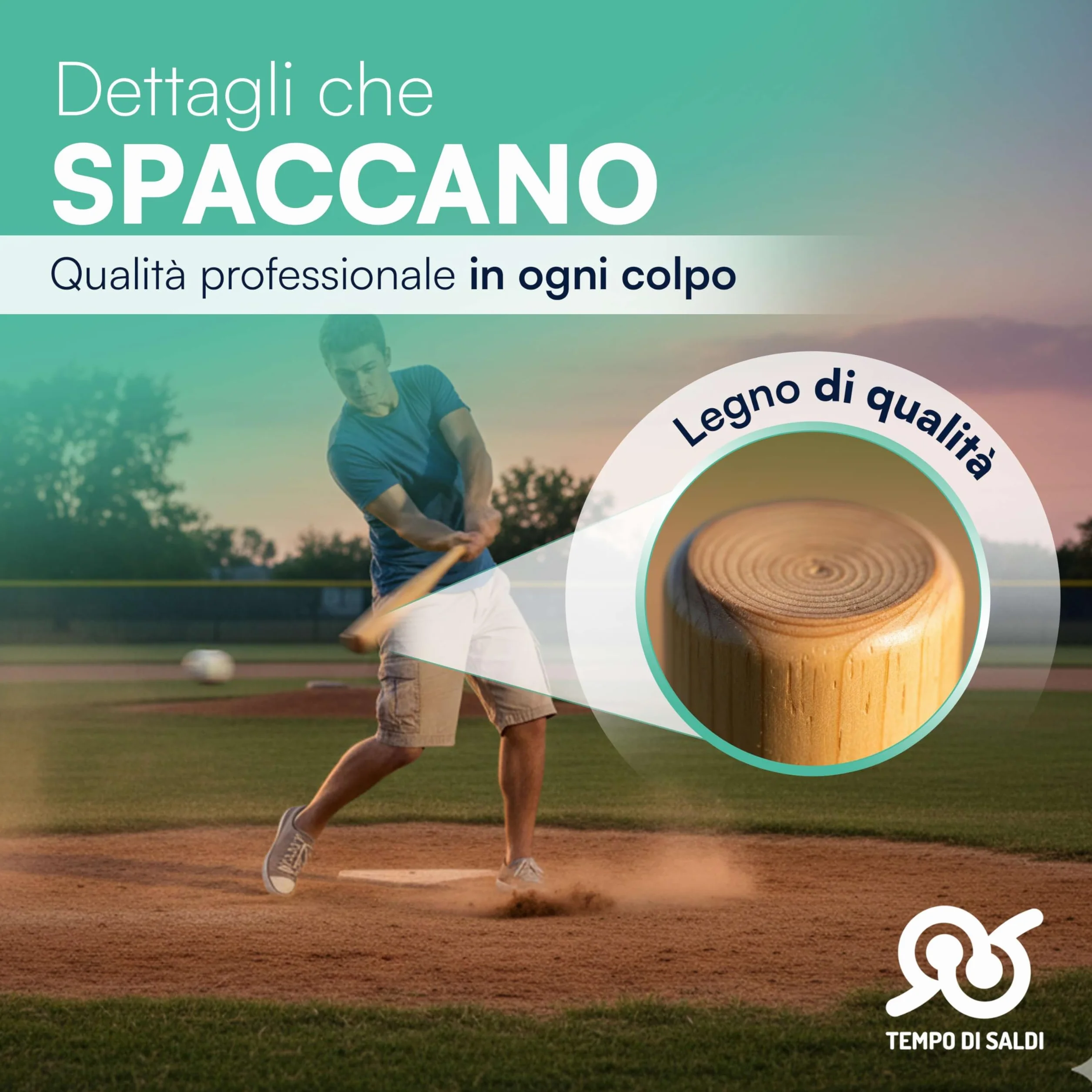 Mazza da Baseball in Legno 63 cm 700 g per Allenamento e Tempo Libero