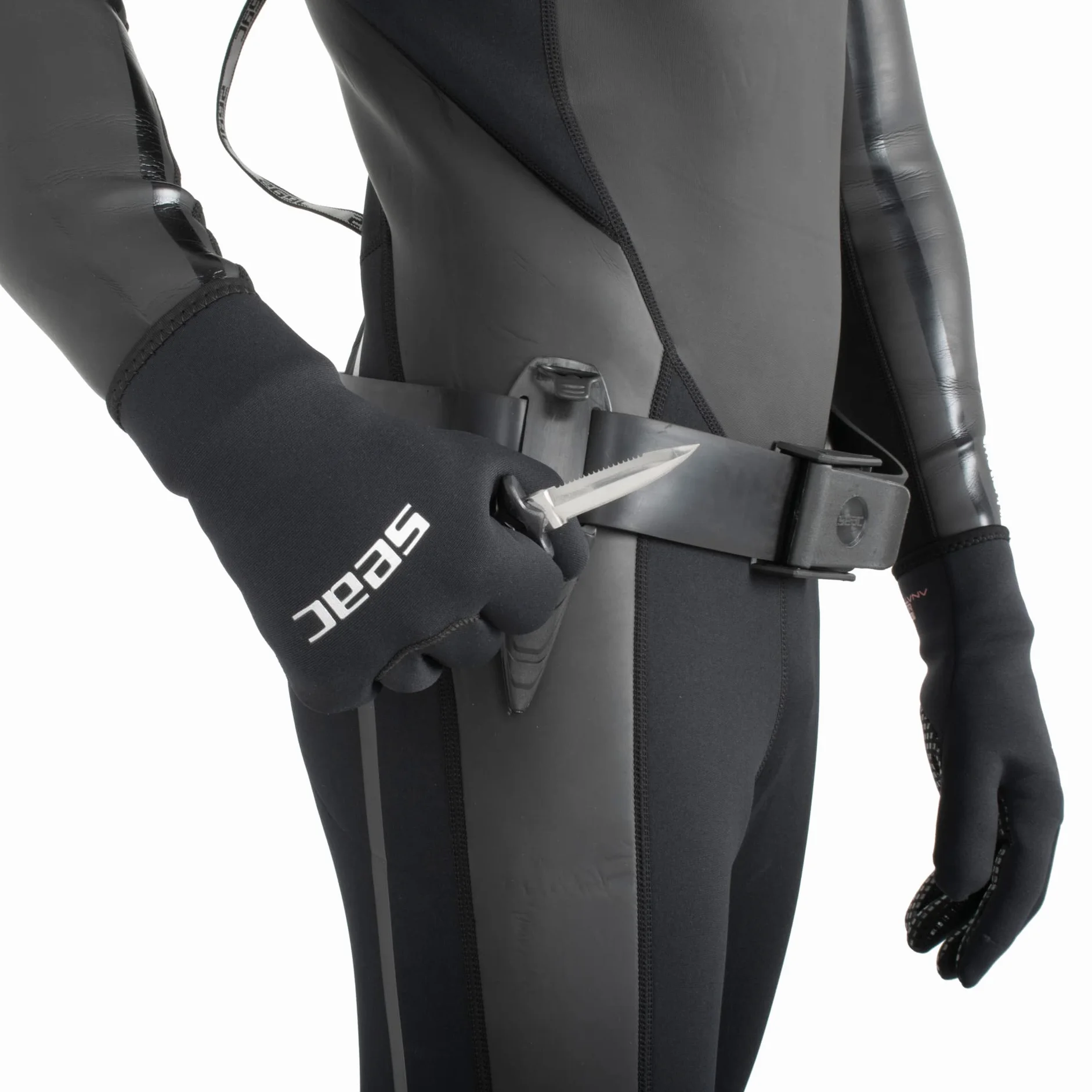 SEAC Samurai Coltello Sub per Pesca in Apnea e Immersione Subacquea, Pugnale Subacqueo con Fascia in Velcro Unisex Adulto