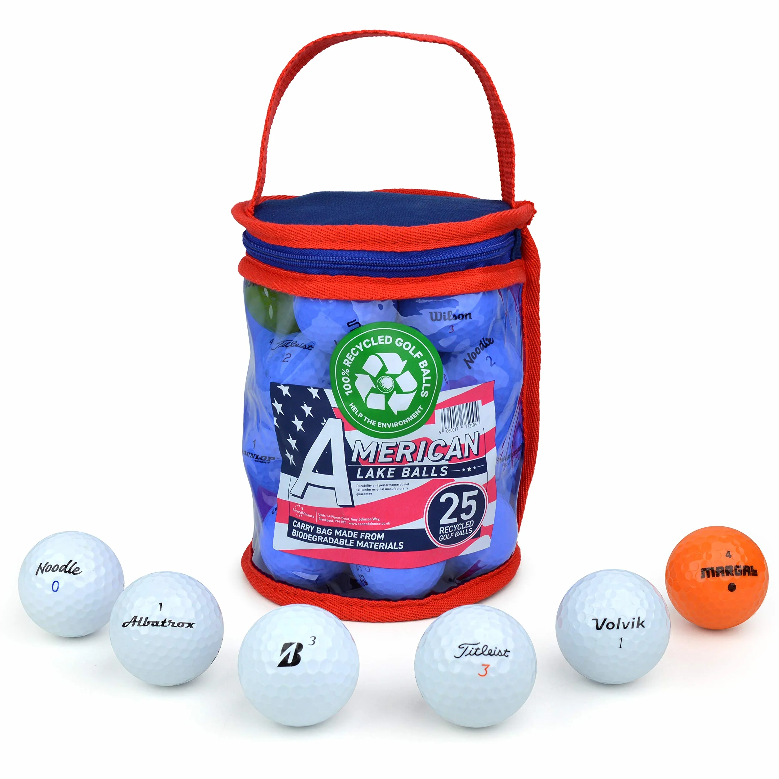 Second Chance Palle da golf Lake con borsa di trasporto riutilizzabile 25 36 50 100 palline