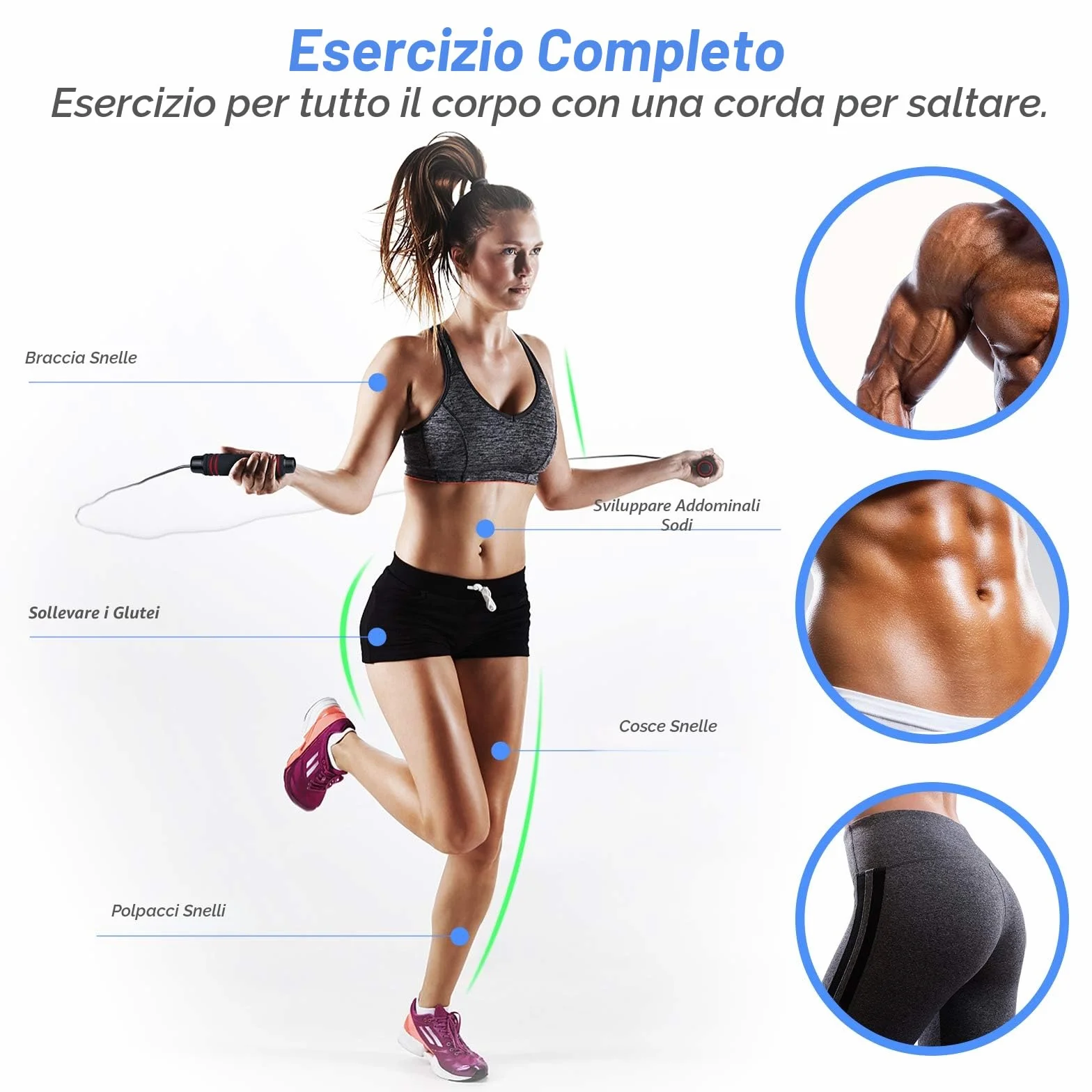 Blukar Corda per Saltare Professionale Regolabile con Manico in Schiuma Morbida per Fitness Boxe