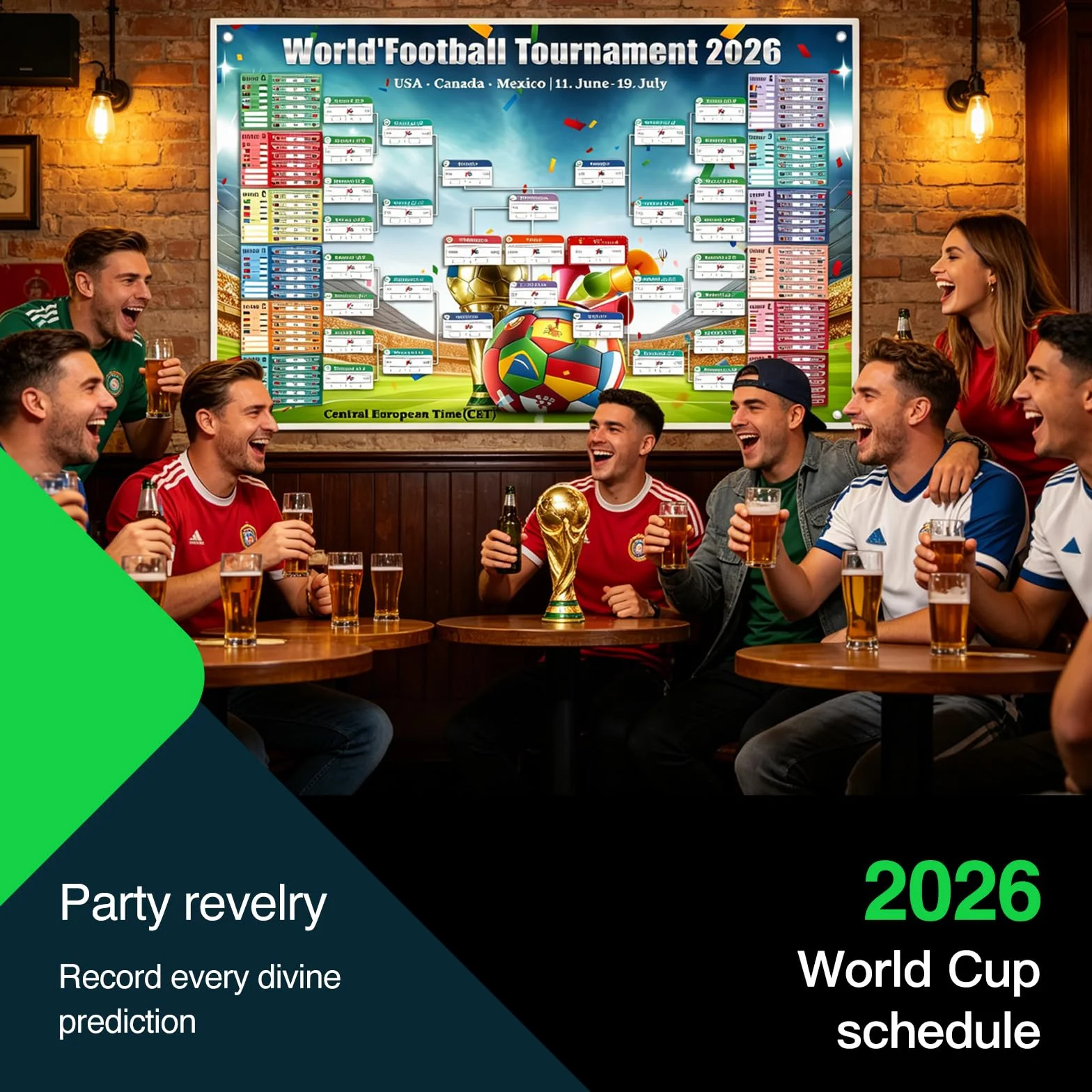 Poster Calendario Mondiale 2026 150x100 cm Calendario Coppa del Mondo
