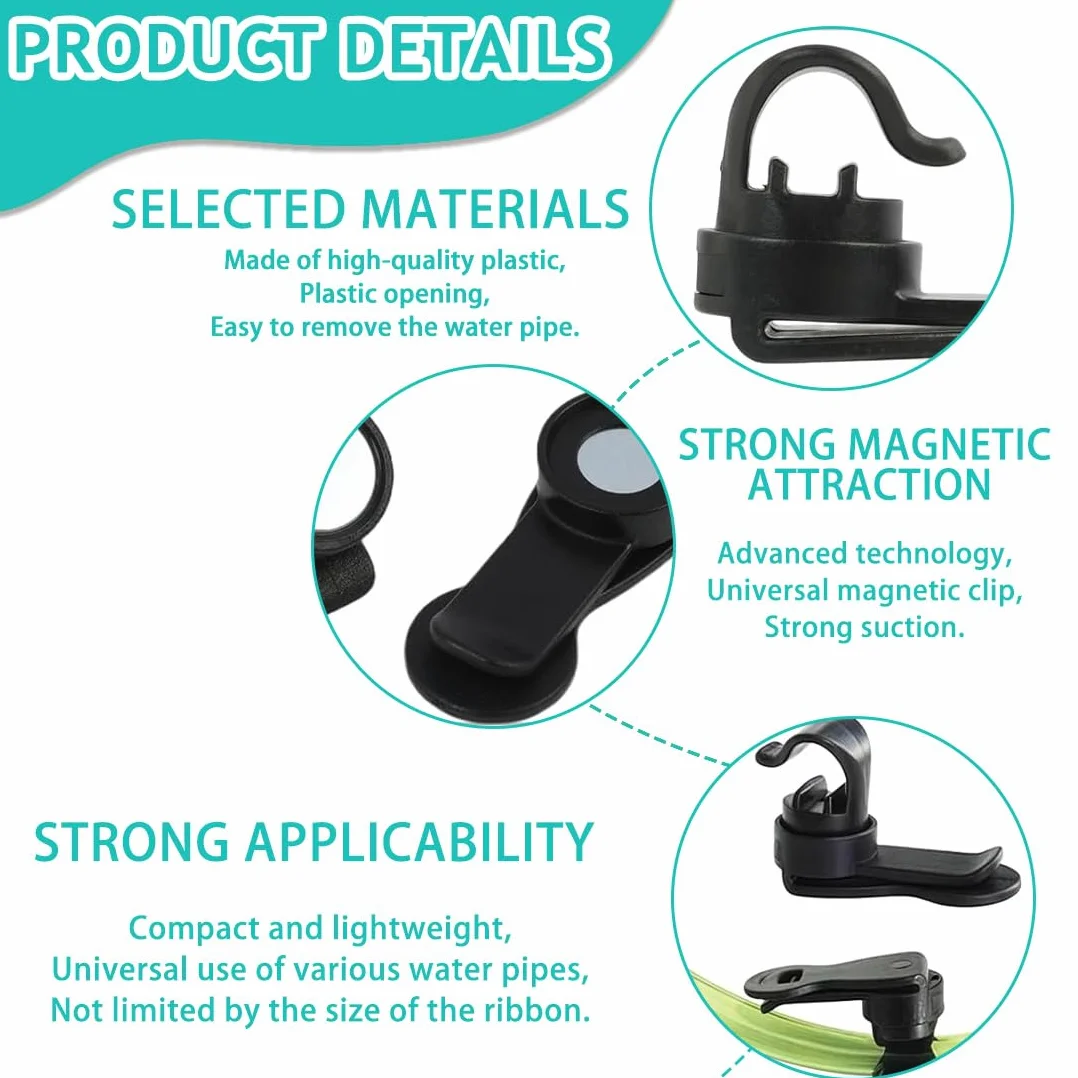 Magnetic Hydration Tube Clip, Water Tube Clip for Backpack Bike, Removable Lightweight