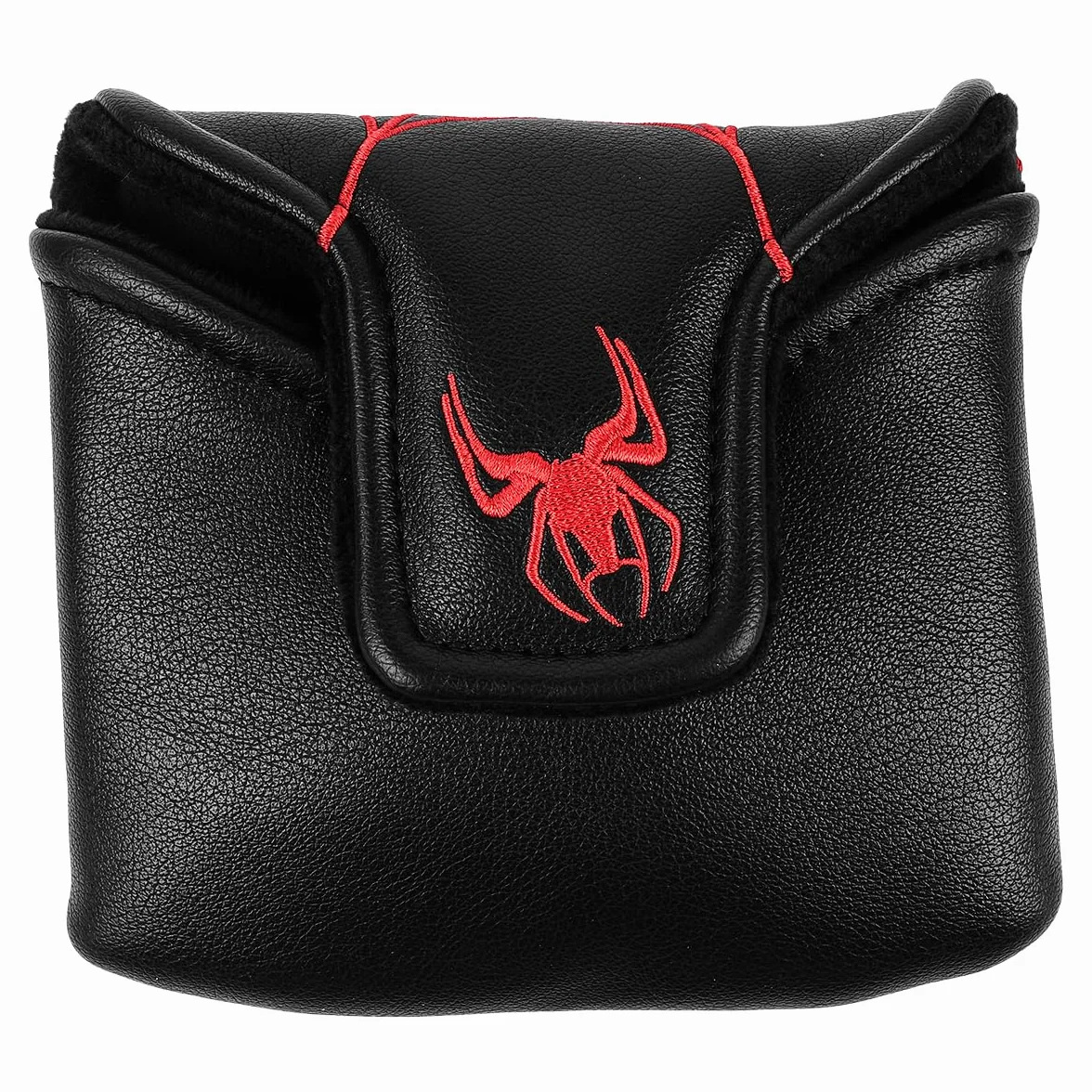Copertura mazze da golf, ricamo ragno nero rosso, magnetico, poliuretano 12x13 cm