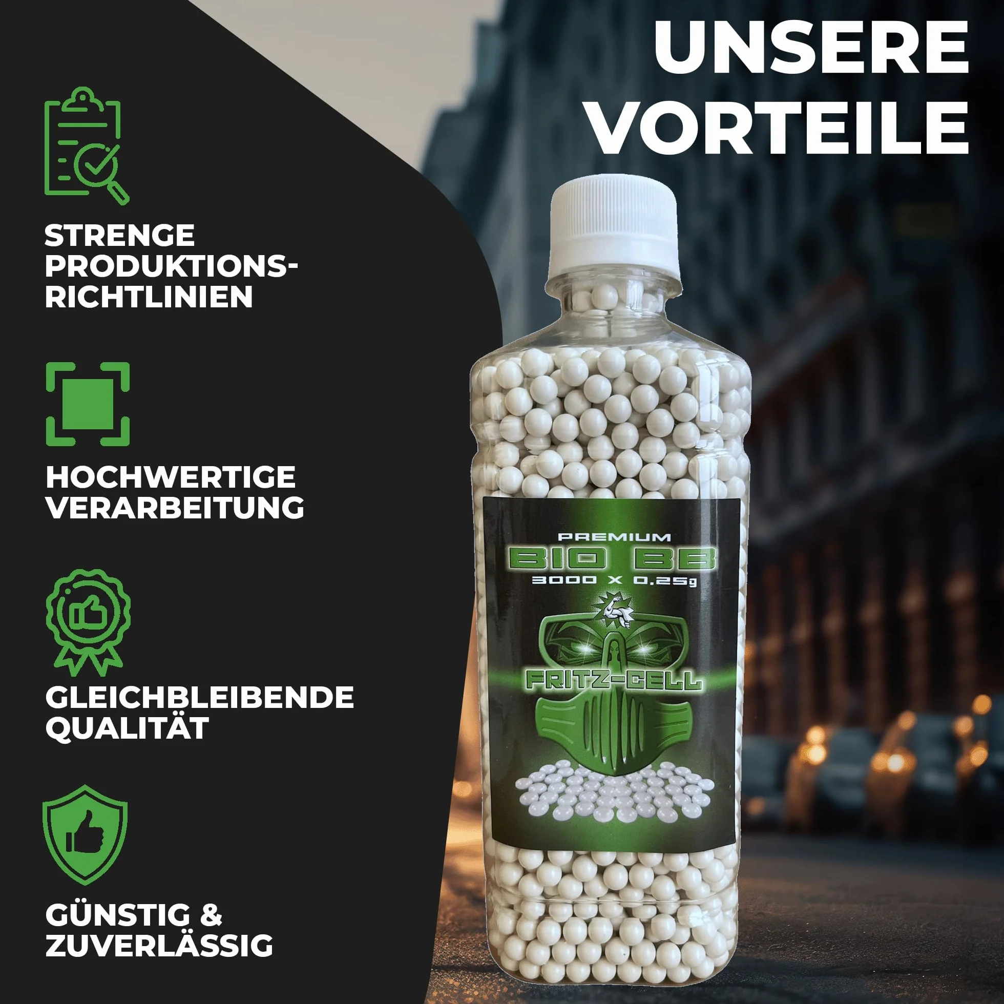 3000 Airsoft Premium Bio BBS 6 mm 0,25 g Fritz-Cell biodegradabile