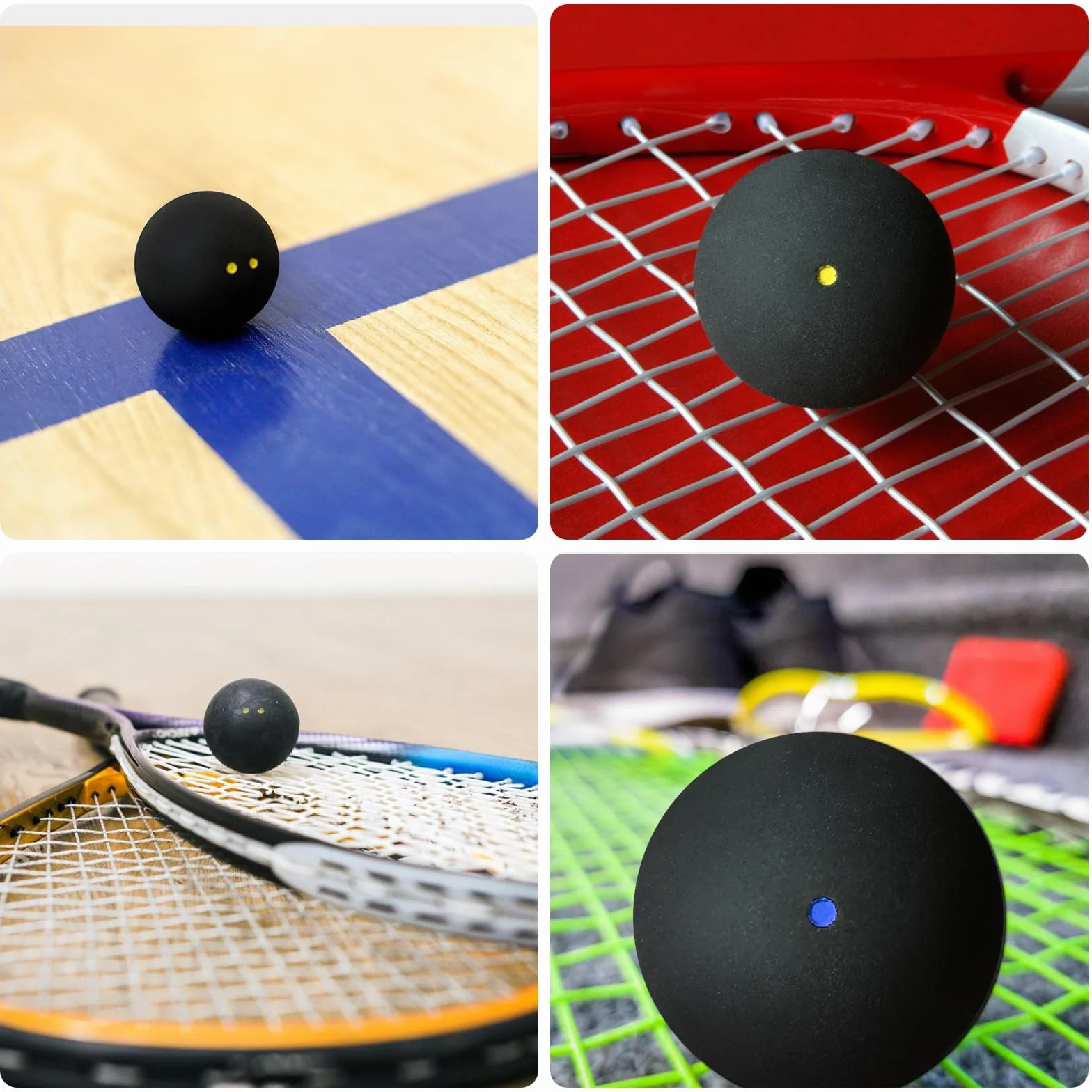 Palline da squash set 4 pezzi per allenamento principianti