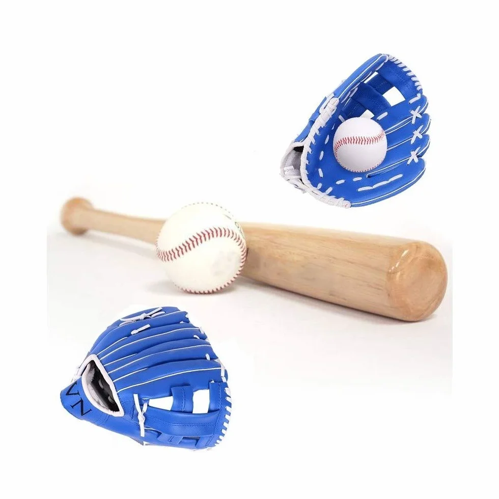 Mazza Da Baseball Bastone Legno Set - Palla 30" Guantone 10 1/2 Inch