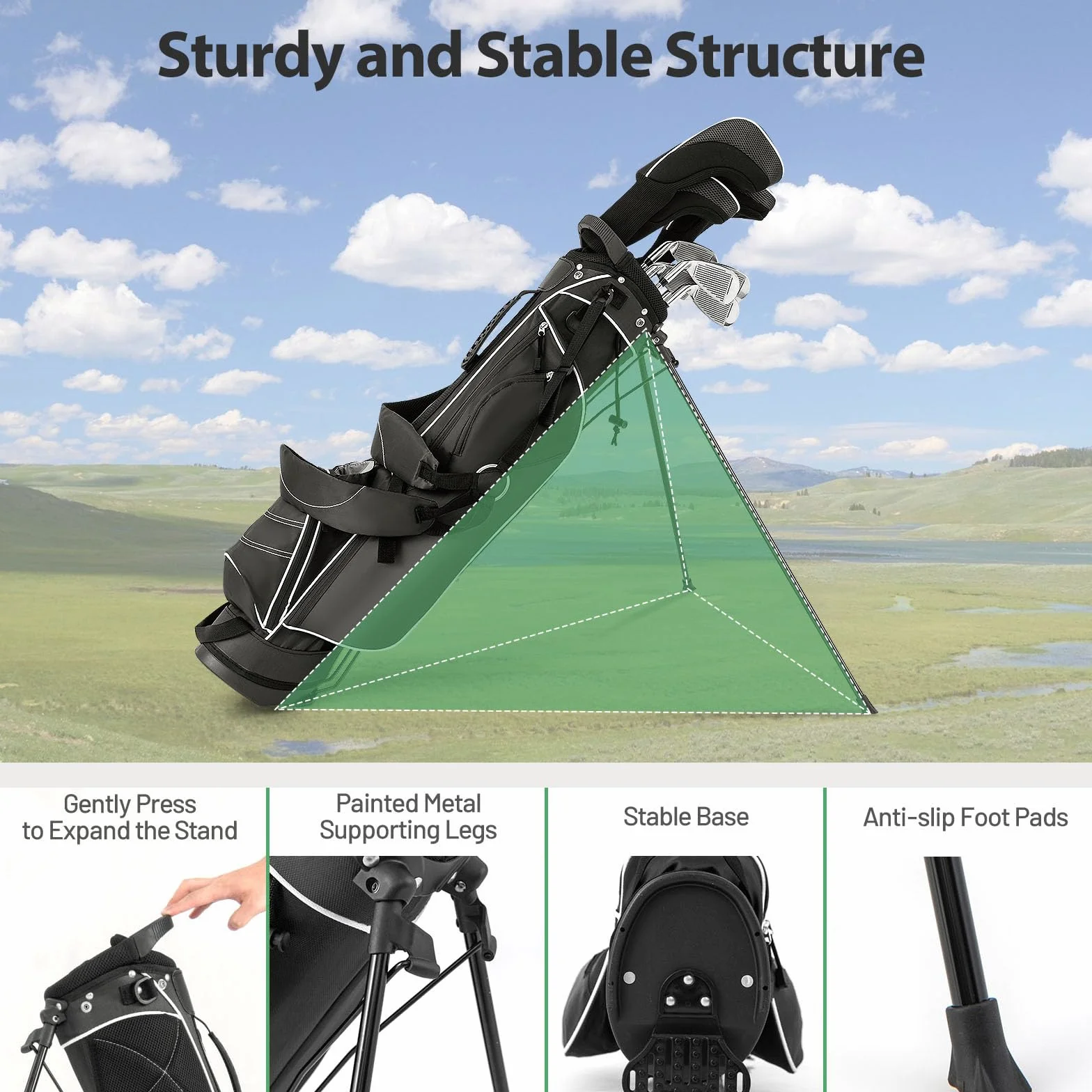LIFEZEAL Borsa da golf, borsa portatile con 4 divisori divisori, borsa da golf con spallacci regolabili, borsa leggera per mazze da golf per uomo e donna