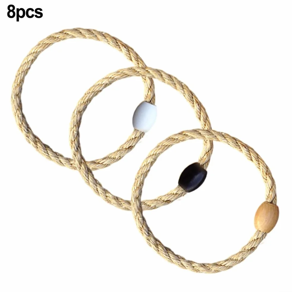 Set di anelli per lanciare gli anelli all'aperto in corda di canapa con perline di legno per giochi per feste in giardino UK Lawn Toss anelli di ricambio per cortile carnevale giocattolo portatile