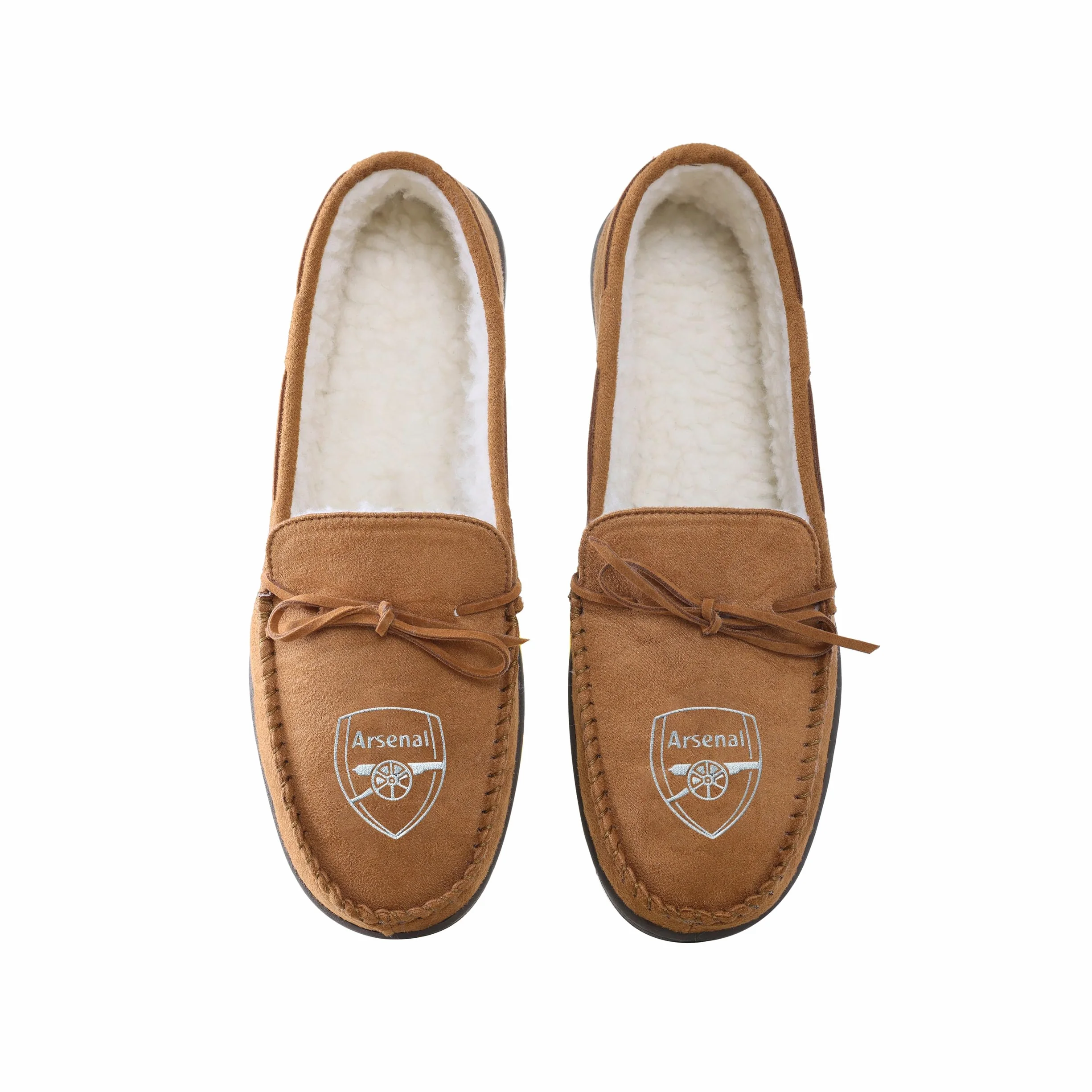 FOCO Pantofole a mocassino in pelle scamosciata con licenza ufficiale dell'Arsenal FC, taglia L 42-46, Arsenal F.C, 44/45 EU