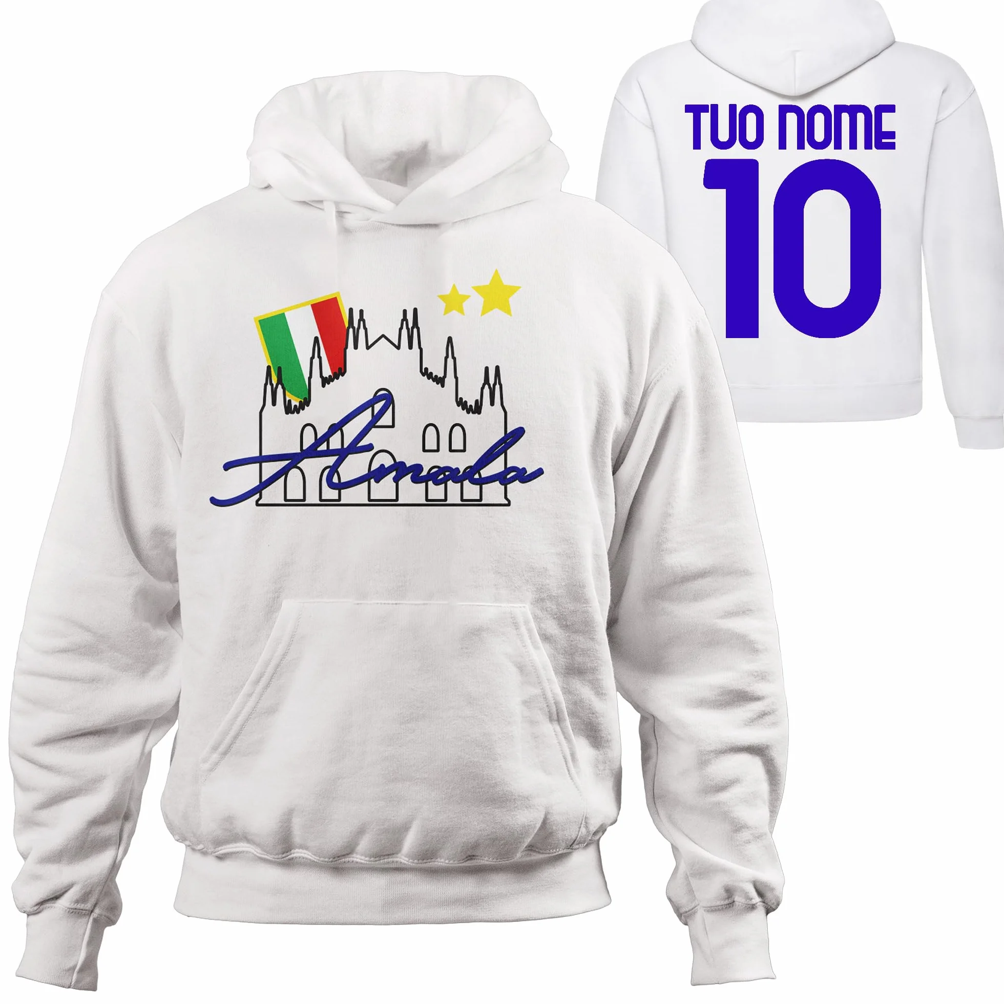 Felpa Amala Scudetto Italia – Felpa Sportiva Celebrativa con Cappuccio Regolabile – Cotone Felpato Morbido – Idea Regalo per Tifosi e Ultras – Made in Italy