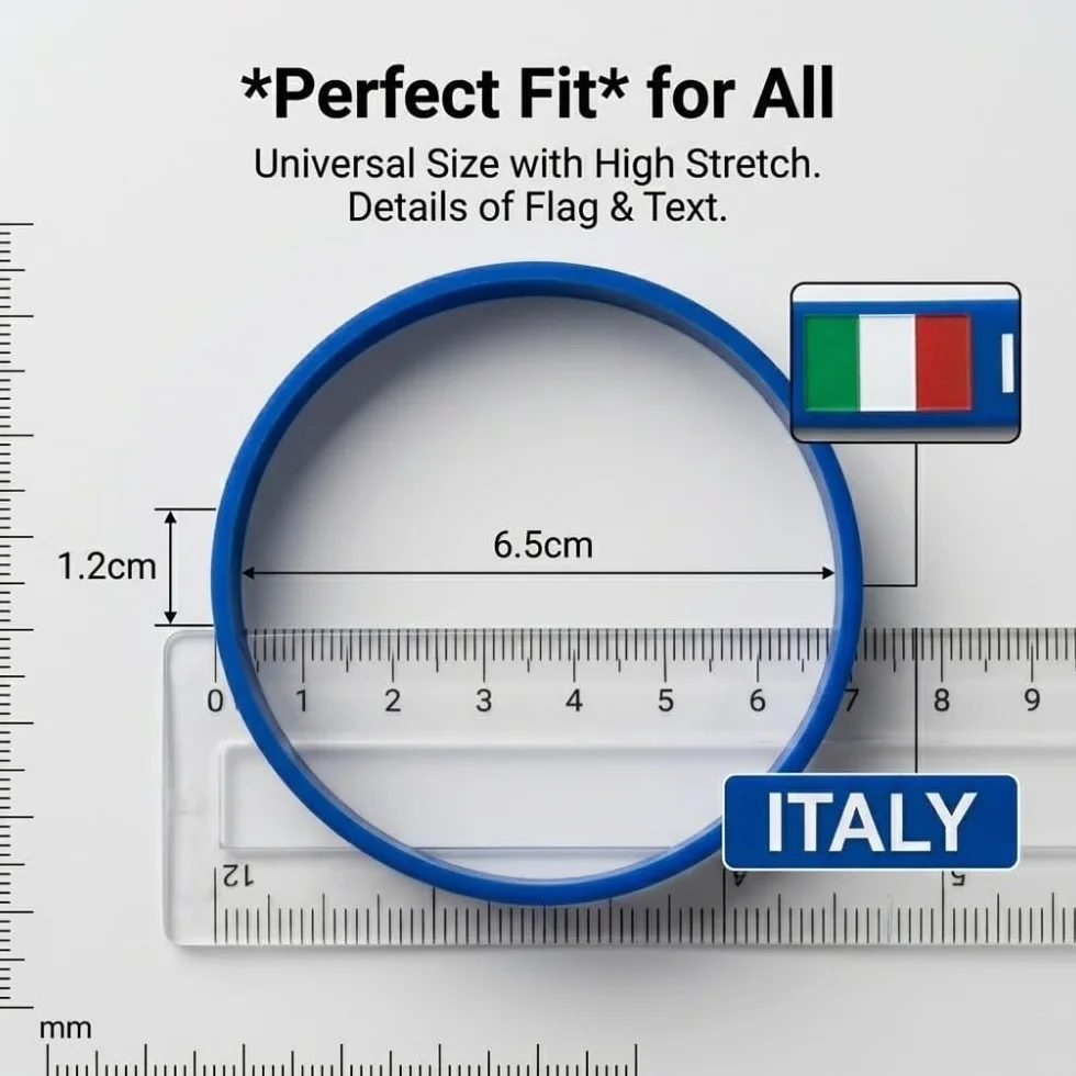 5 Pezzi Braccialetto in Silicone Bandiera Italiana 20cm Braccialetto Sportivo per Maratona Partite di Calcio Bar Decorazione Regali per Tifosi Blu