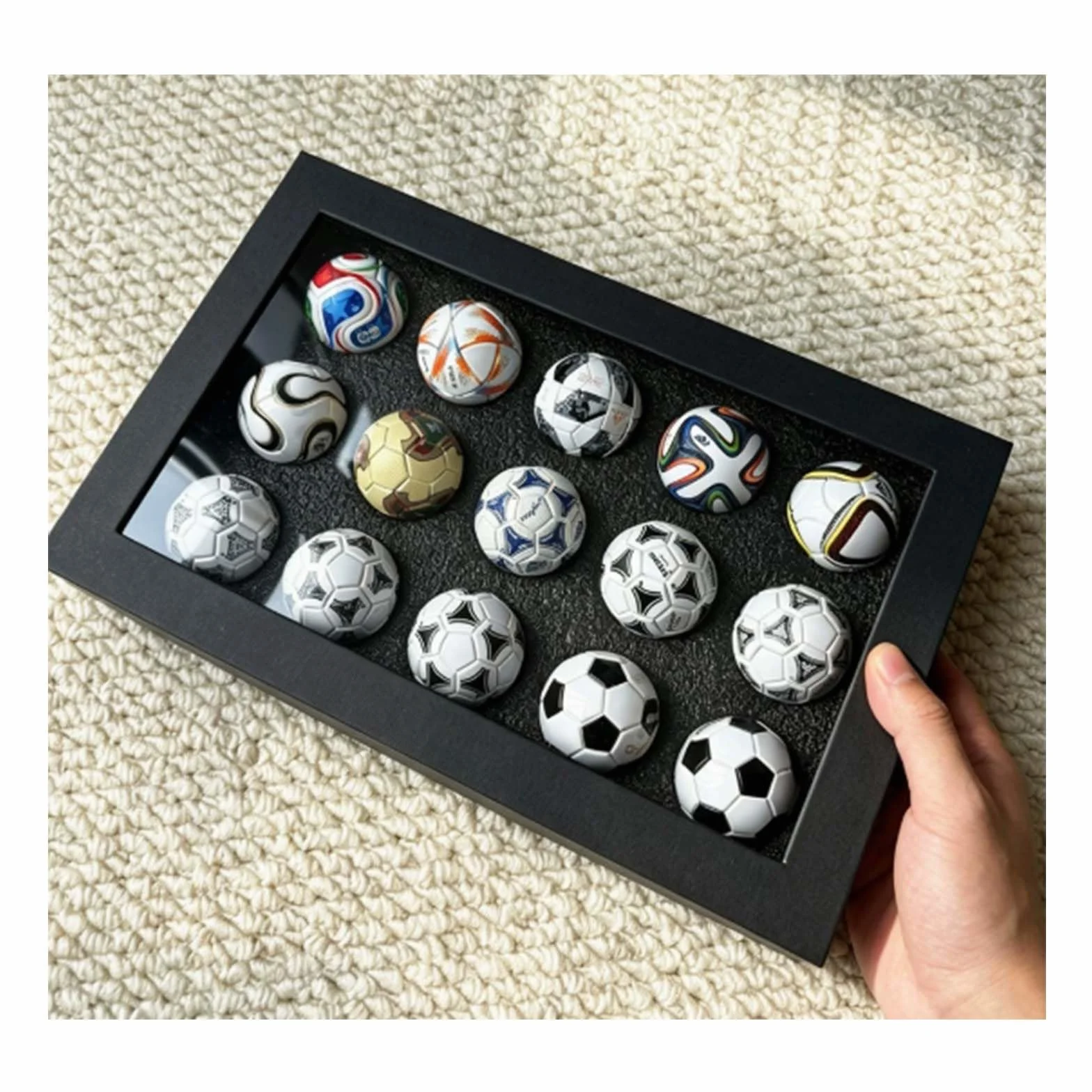 Mini pallone da calcio collezione 1970-2026 replica da collezione mondiale espositore scrivania cimeli sportivi regalo