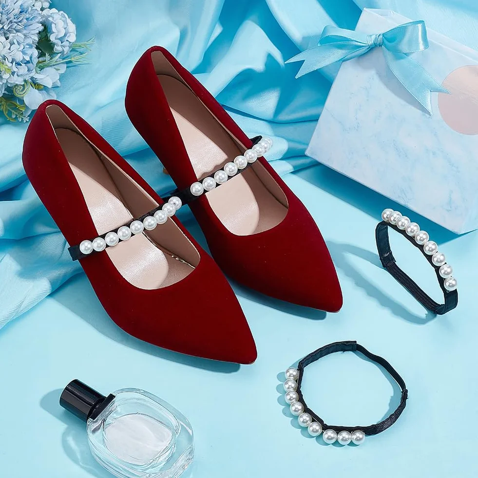 PH PandaHall Cinturini per Scarpe con Perle Cinturini Elastici per Scarpa Fascia Alla Caviglia con Perle Fascia per Scarpa con Tacco Alto Cinturino Staccabile per Donna Che Tiene Sandali Larghi