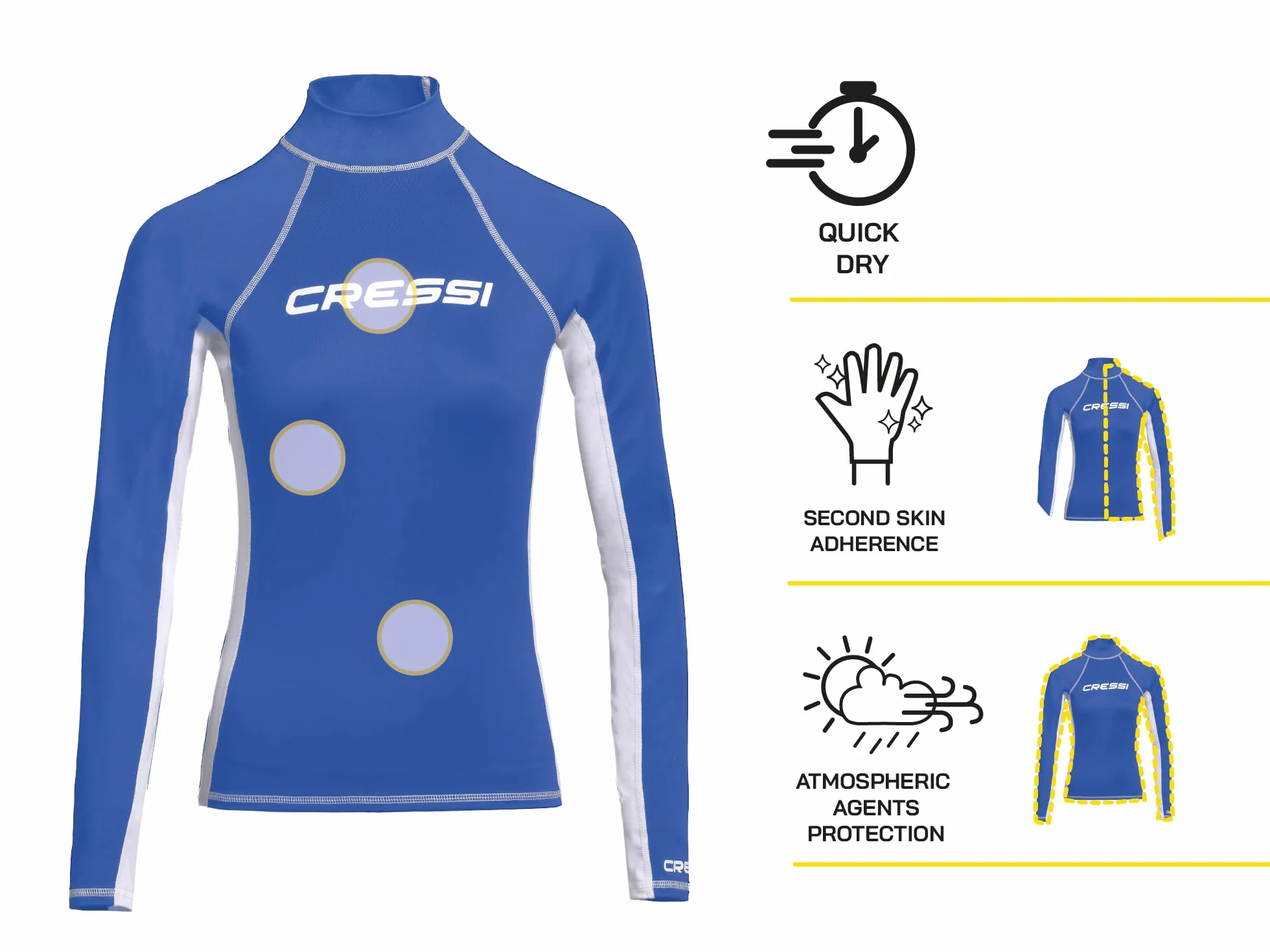 Cressi Lady Rash Guard Long Sleeves - Maglia Protettiva con Maniche Lunghe per SUP e Sport Acquatici, Donna