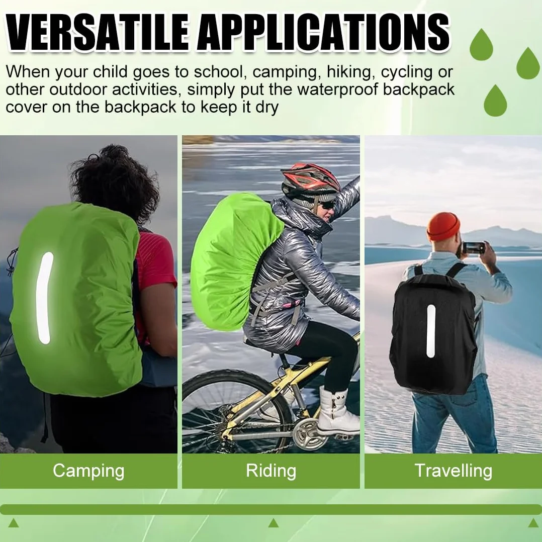 Parapioggia Zaino Impermeabile 45L con Strisce Riflettenti, Copertura Antipioggia per Escursionismo Campeggio Ciclismo