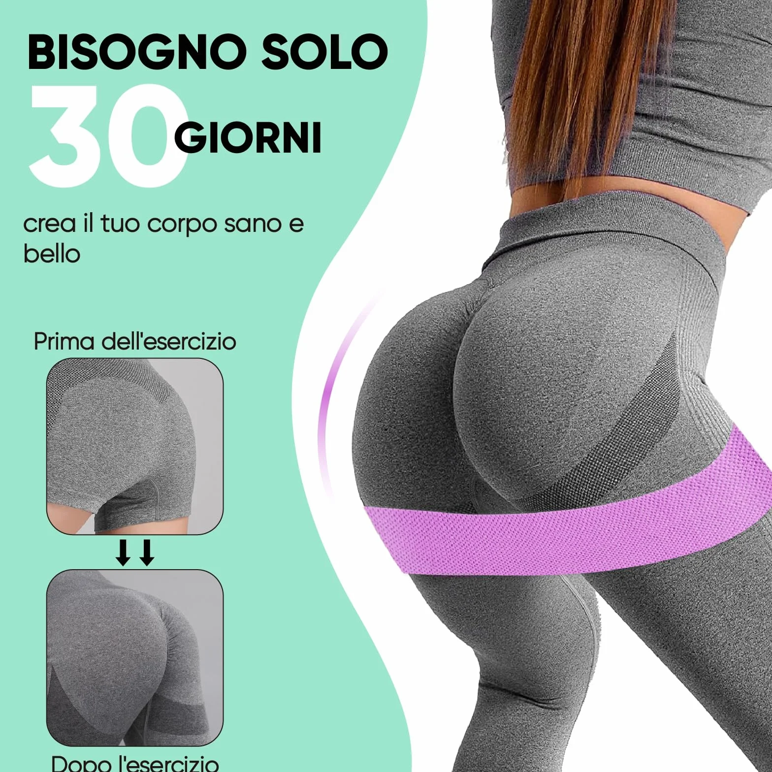 Suright Fasce Elastiche Fitness 3 Livelli Resistenza Antiscivoli per Palestra Pilates Yoga