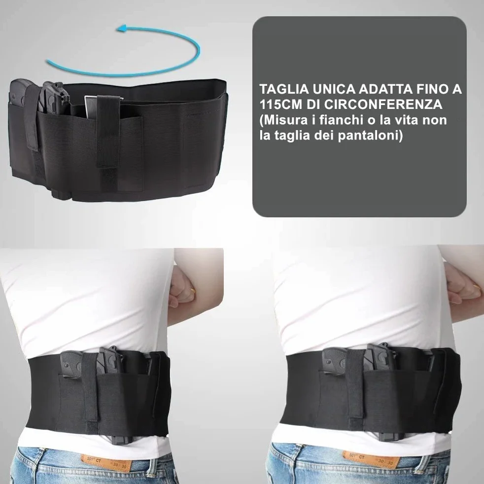 Fondina Pistola Nascosta Multifunzionale in Neoprene Elastico per Cintura Tattica