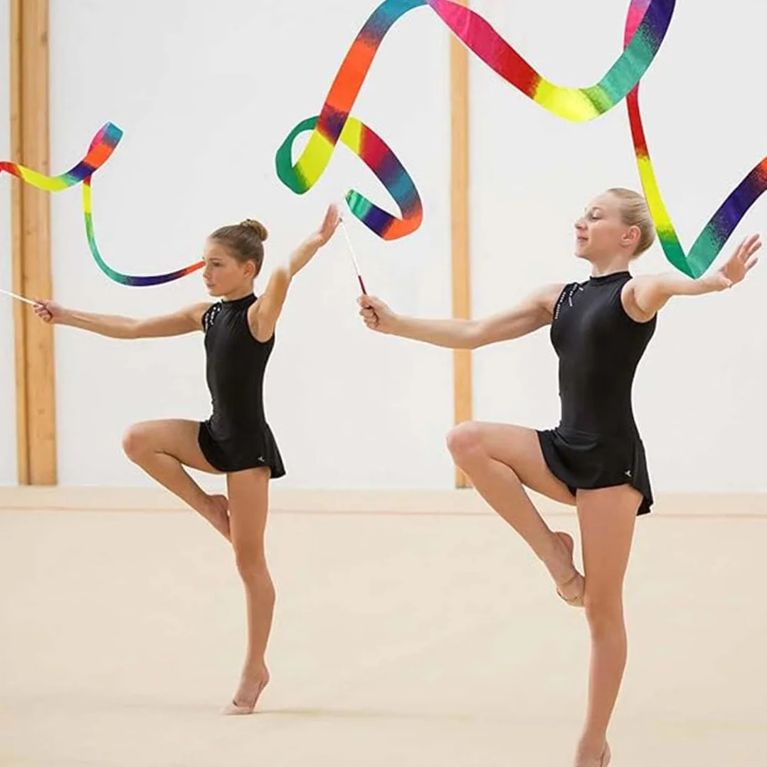 Nastri Da Ballo Ritmica 2 Pezzi Con Bacchetta Per Ginnastica Bambina