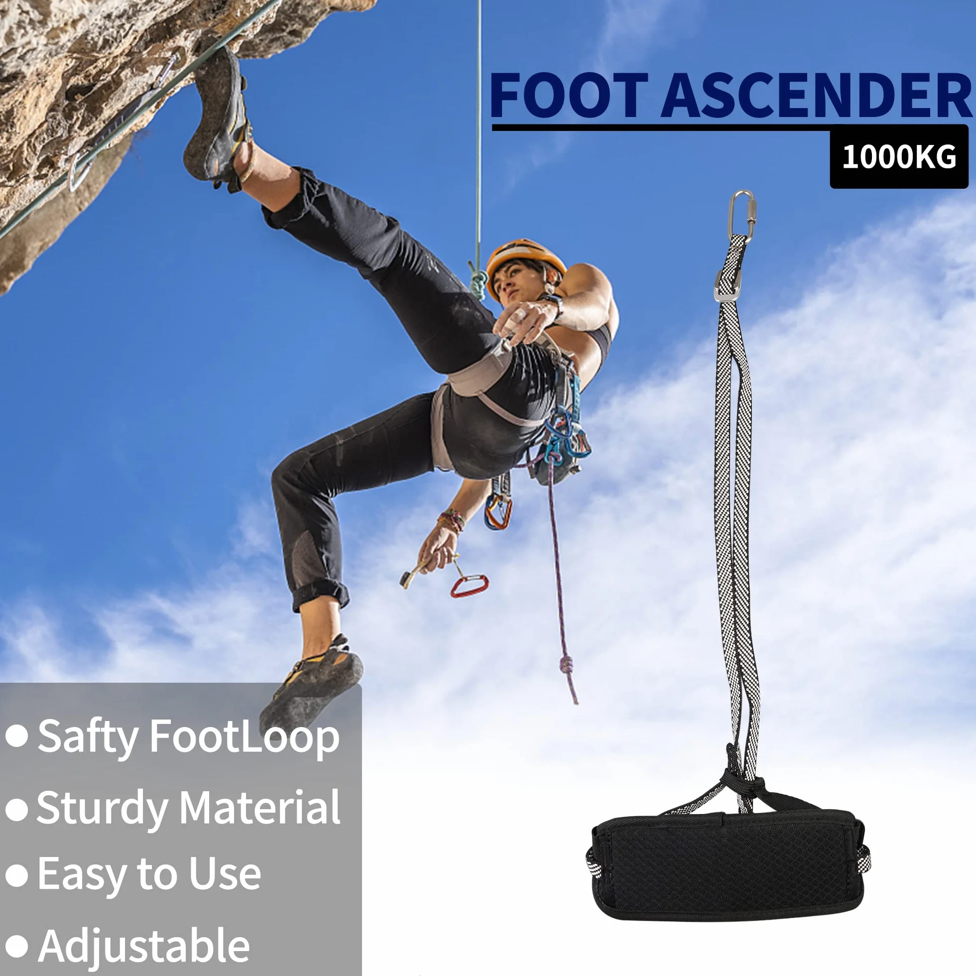 SOB Piede Ascender Loop Regolabile Foot Ascender Sling Belt per Arrampicata Lavoro Aereo Salvataggio Alpinismo Sicurezza Outdoor