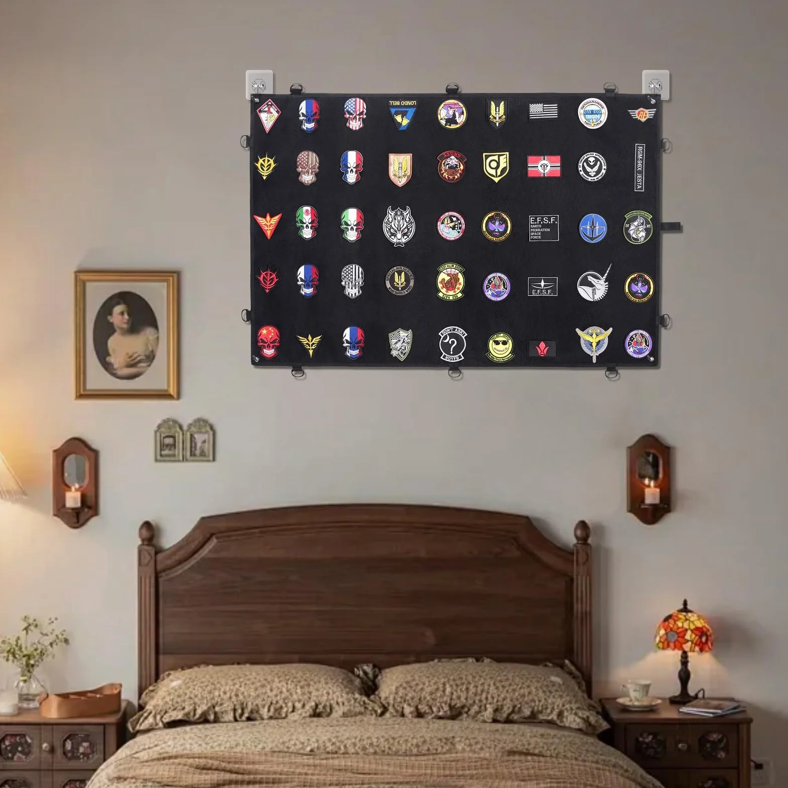 110x70cm Pannello Raccolta Patch Militari Tattici Pannello da parete tattico militare Pannello di visualizzazione Pieghevole di toppa morale con 4 Ganci per Timbri Distintivi