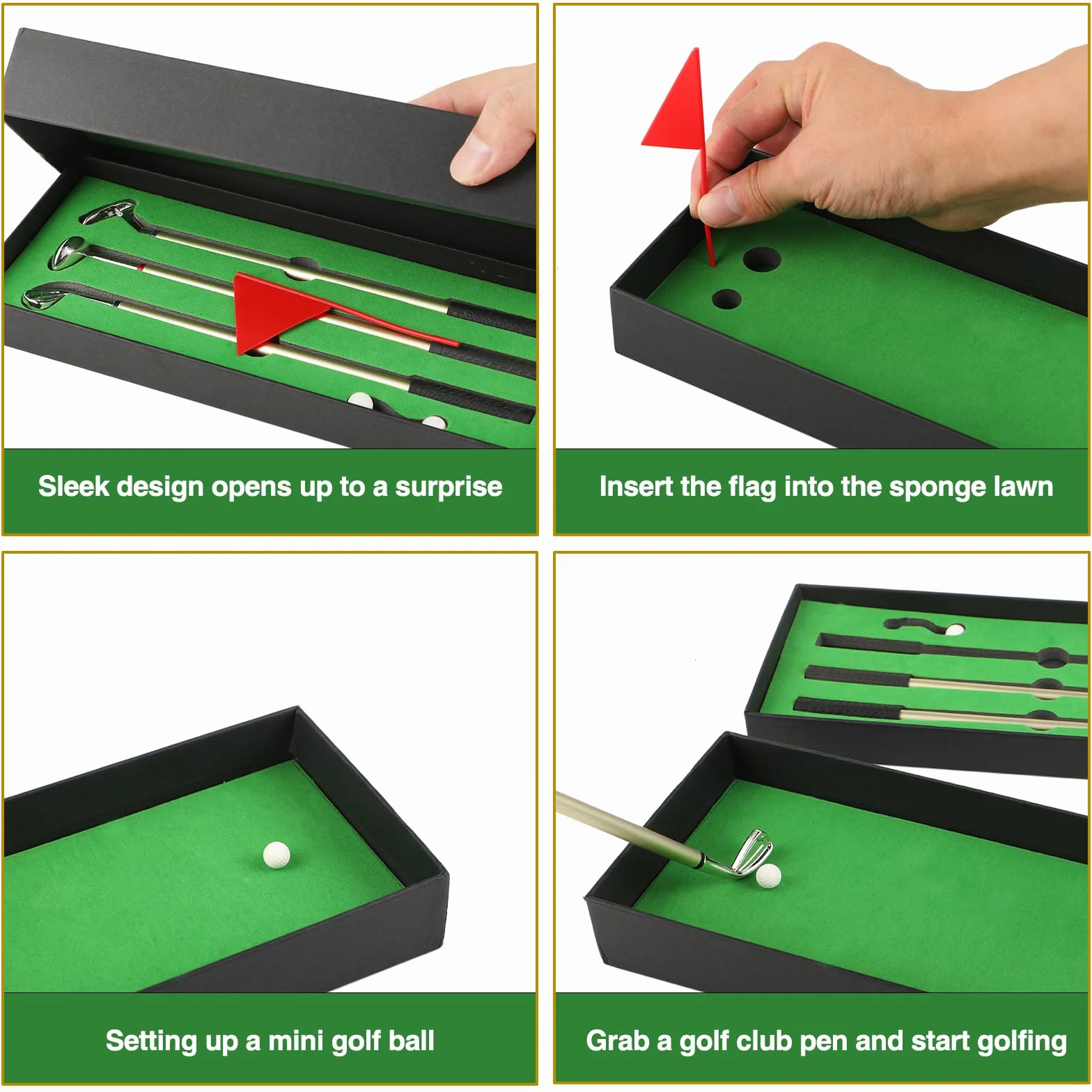 Golf Pen Set, 3 Mazza da Golf Penne Personalizzate, Regali Aziendali, Gadget Anti-Stress