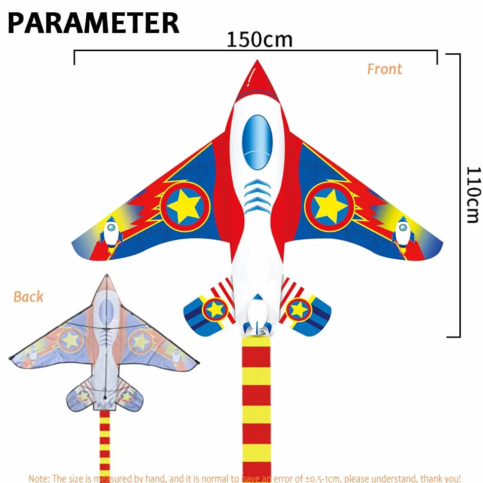 Fighter Plane Kite for Kids and Adults, Easy to Fly Kite with 100M Line, Colorful Kite for Beginners