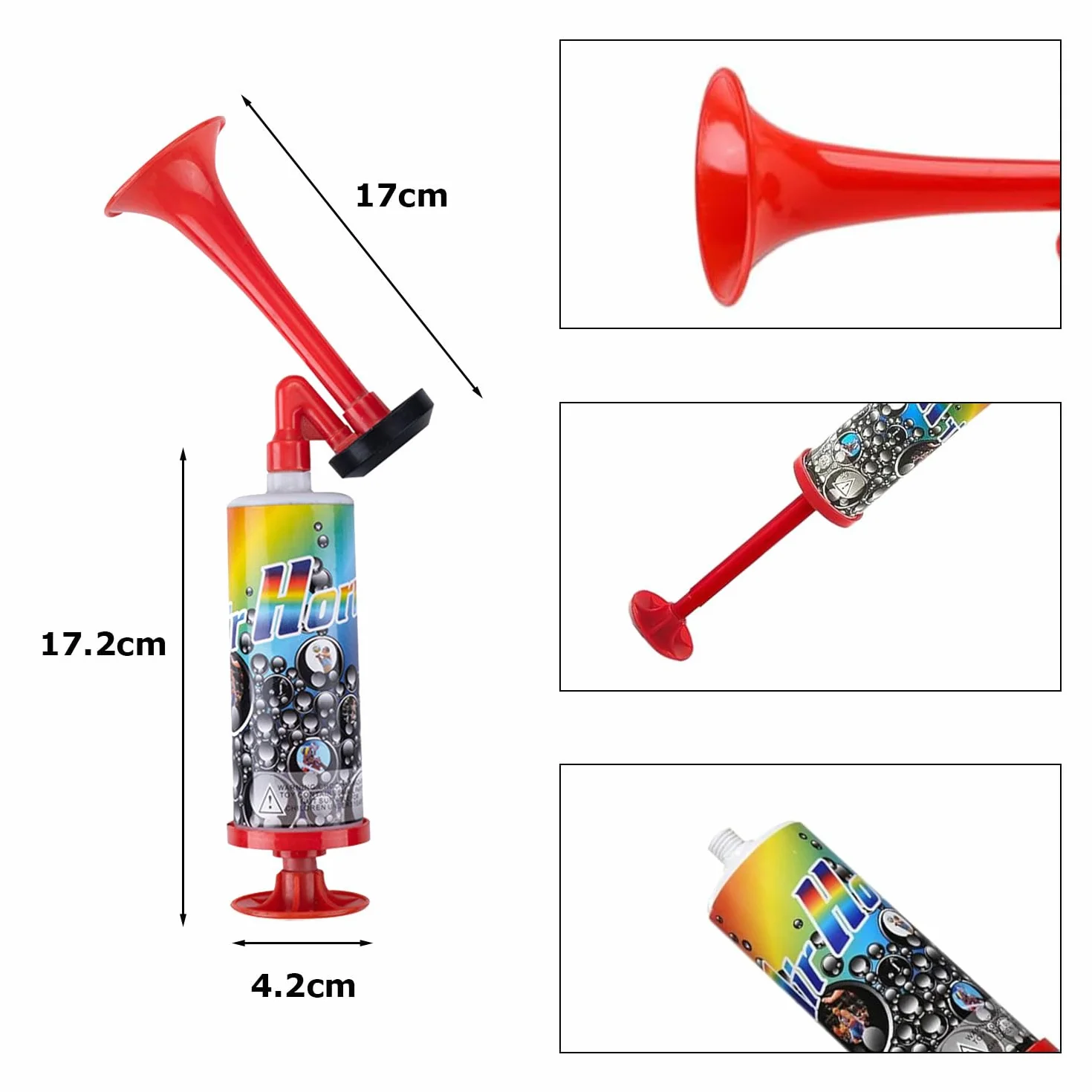 3 Pezzi Air Horn, Pompa per Fanfare ad Aria Compressa, Corno da Stadio, Fan della Pressione dell'Aria, Corno Pneumatico Manuale per Gli Appassionati di Calcio, Feste di Compleanno, Sport