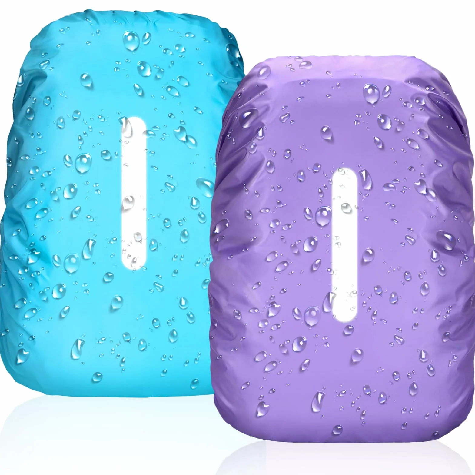 Coprizaino Impermeabile 2 Pezzi con Strisce Riflettenti, Parapioggia per Zaino Trekking Viaggio 40L-50L
