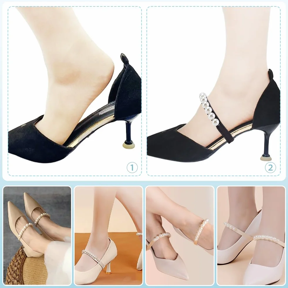 PH PandaHall Cinturini per Scarpe con Perle Cinturini Elastici per Scarpa Fascia Alla Caviglia con Perle Fascia per Scarpa con Tacco Alto Cinturino Staccabile per Donna Che Tiene Sandali Larghi