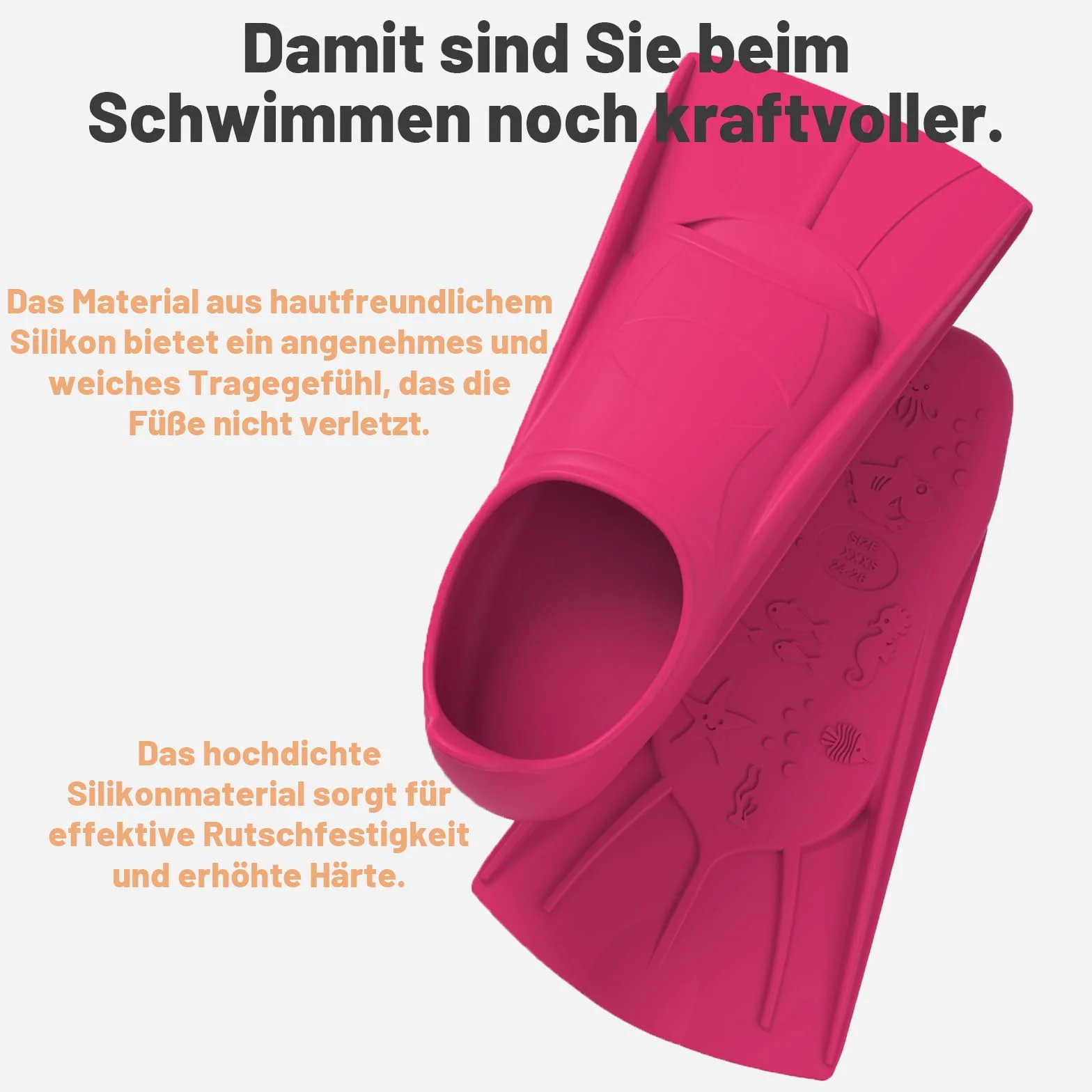 Pinne da nuoto in silicone per bambini e adulti, pinne corte