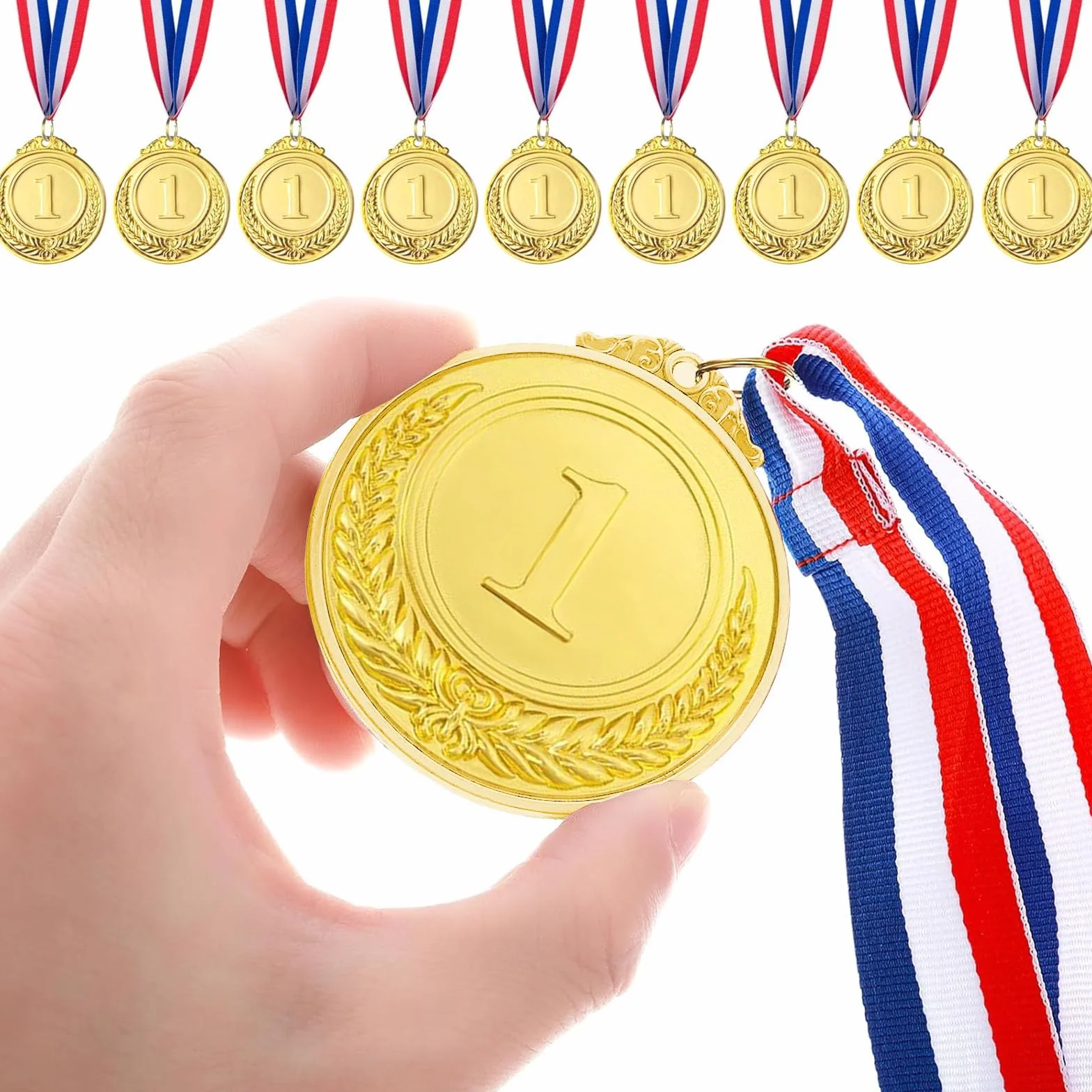 Medaglie Premiazioni Metallo Oro Argento Bronzo con Nastro Collo 5.0cm per Bambini Giochi Sport