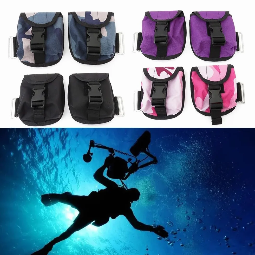 Tasche per pesi con fibbia di localizzazione per immersioni subacquee e snorkeling blu