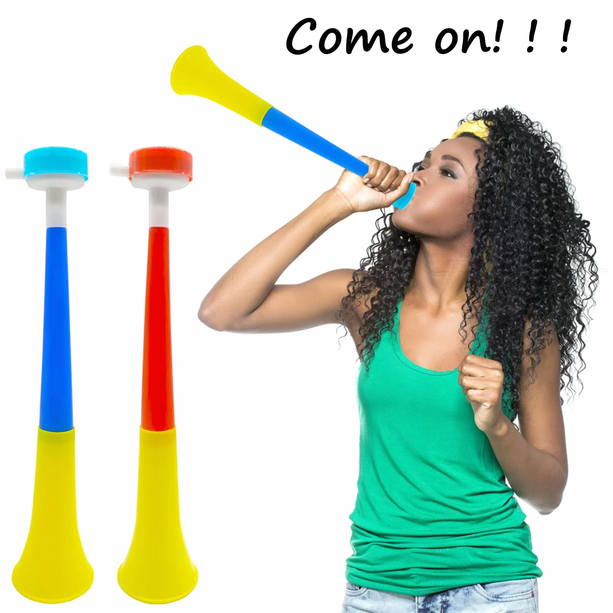 Vuvuzela Tröte Fanfara Calcio Tromba Plastica Molto Forte Krachmacher Horn Fan Stadio Partita Calcio 2 PCS