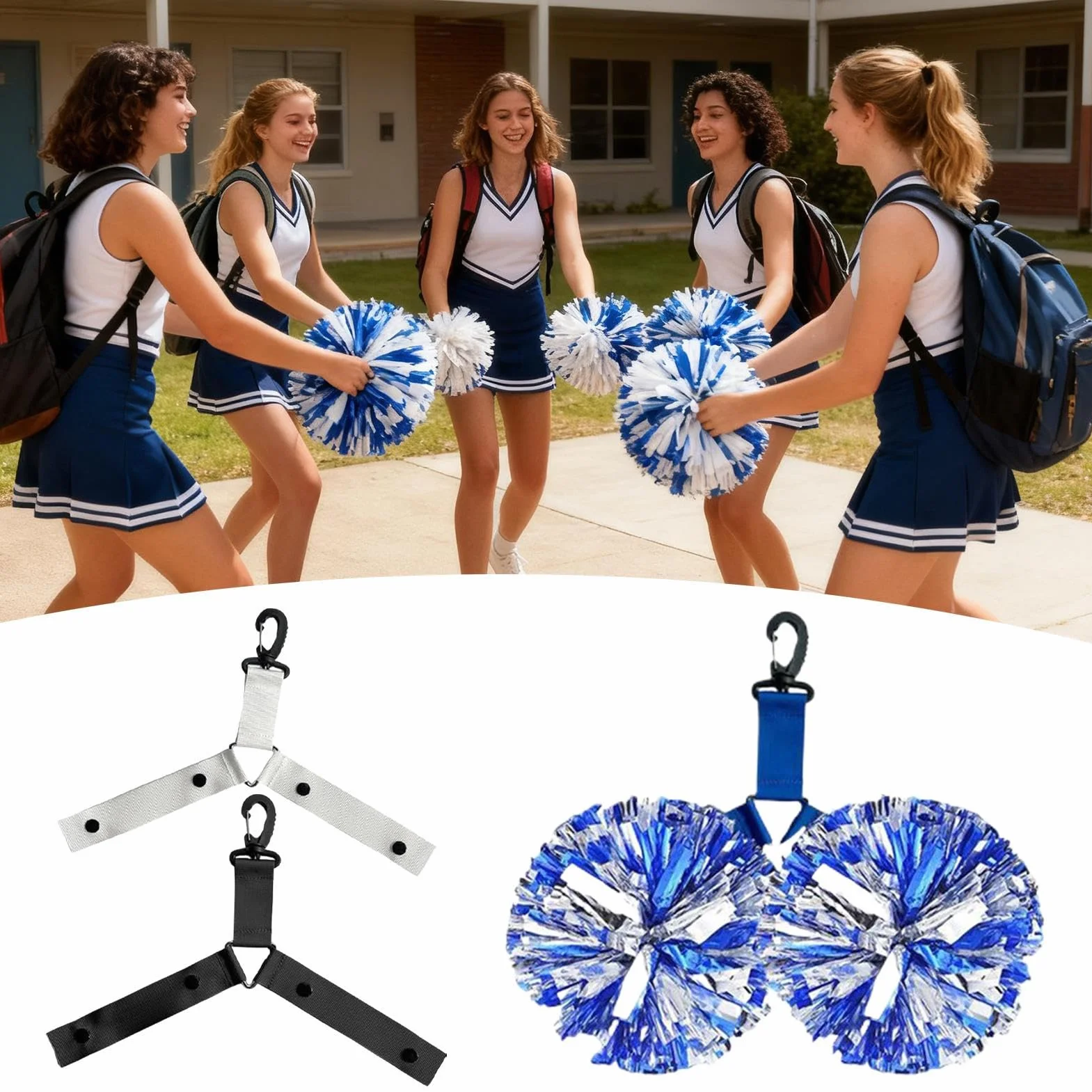 Generico Porta Pompon per Borsa da Danza 3 Pezzi Cinturino per Cheerleader Supporto per Pom da Zaino
