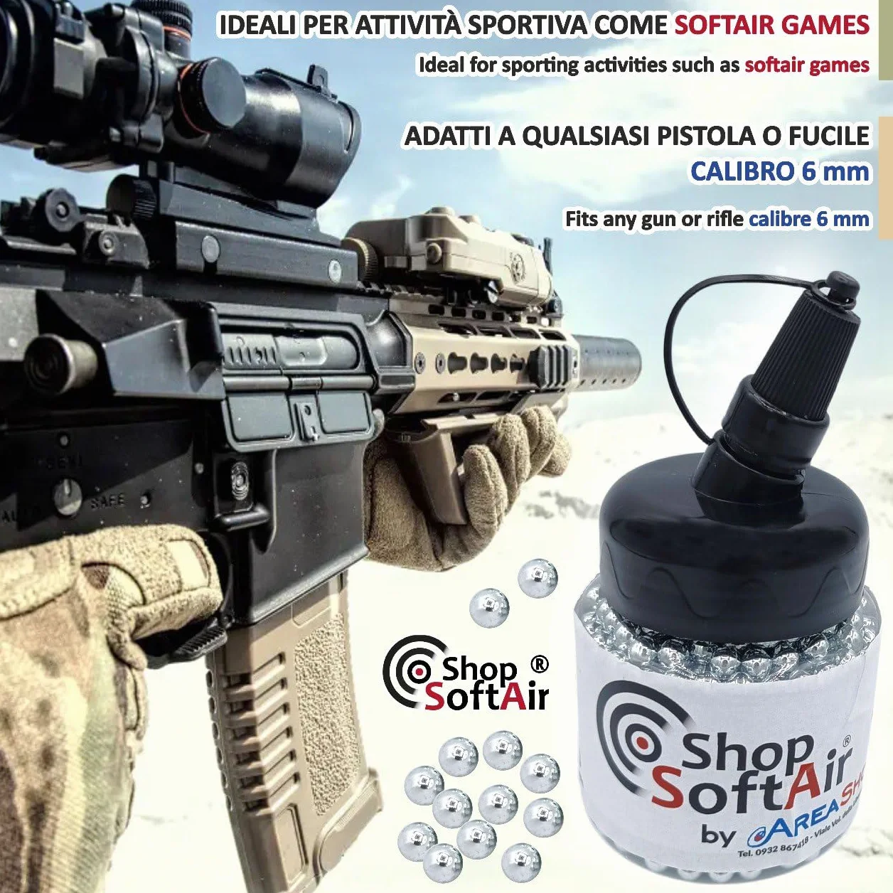 Pallini Softair 6mm Metallo 1000BB Lucide + Portapallini Omaggio