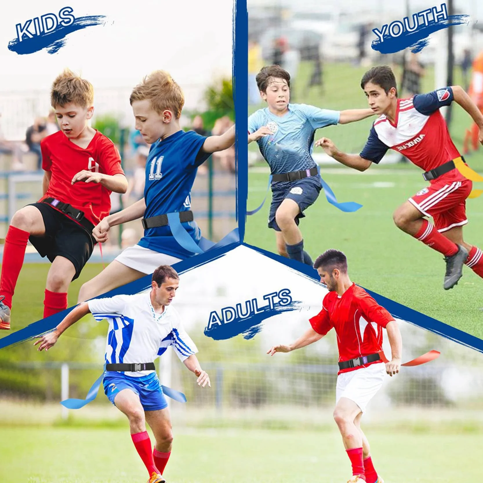 Cinture da Calcio con Bandiera Regolabile Set per 56 Giocatori Allenamento