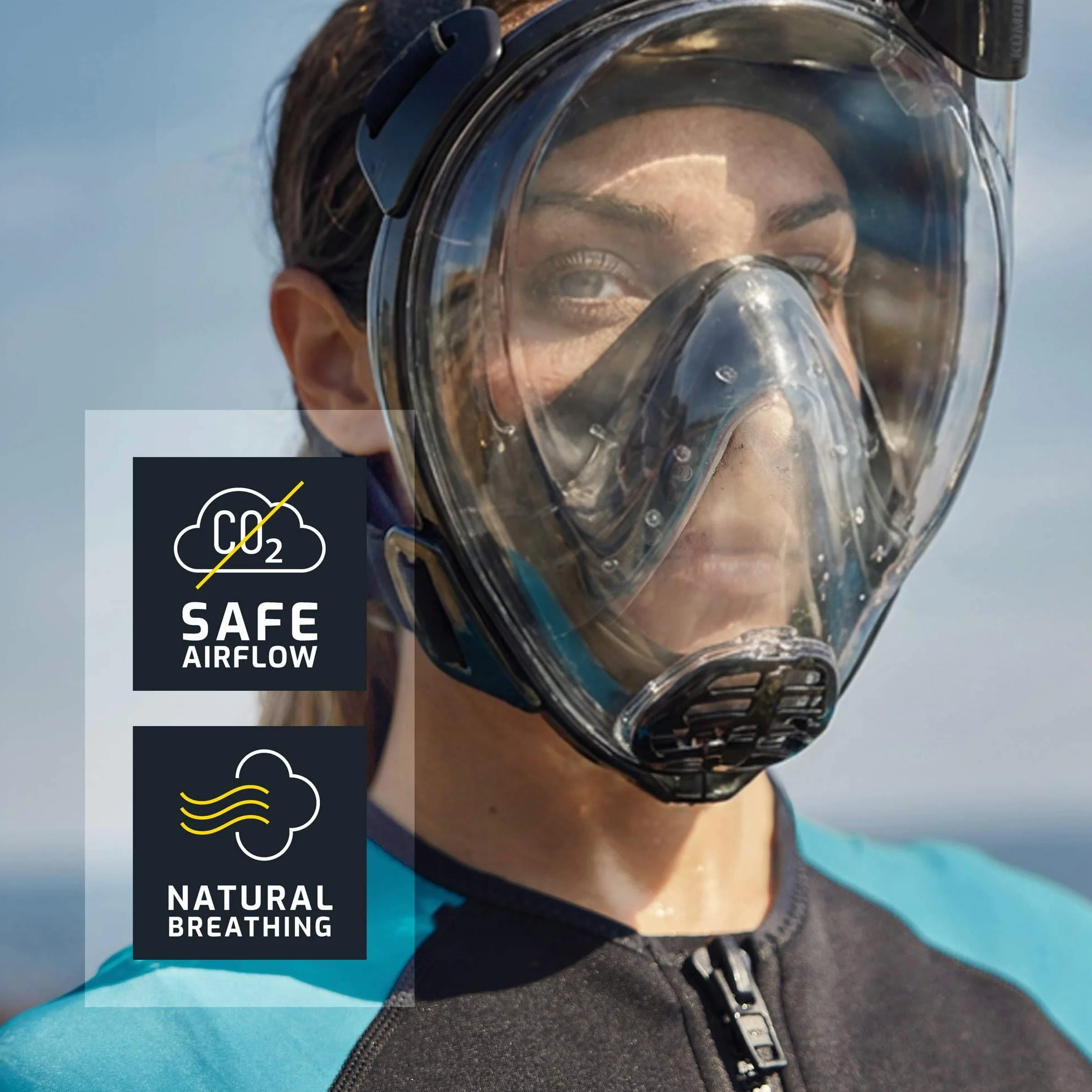 CRESSI dal 1946-Komodo Full Face Maschera Integrale Dry da Snorkeling Visione a 180°-CO2 Sicuro-Silicone 100% Anti Appannamento-Snorkel Laterale-Cinghie Elastiche Regolabili