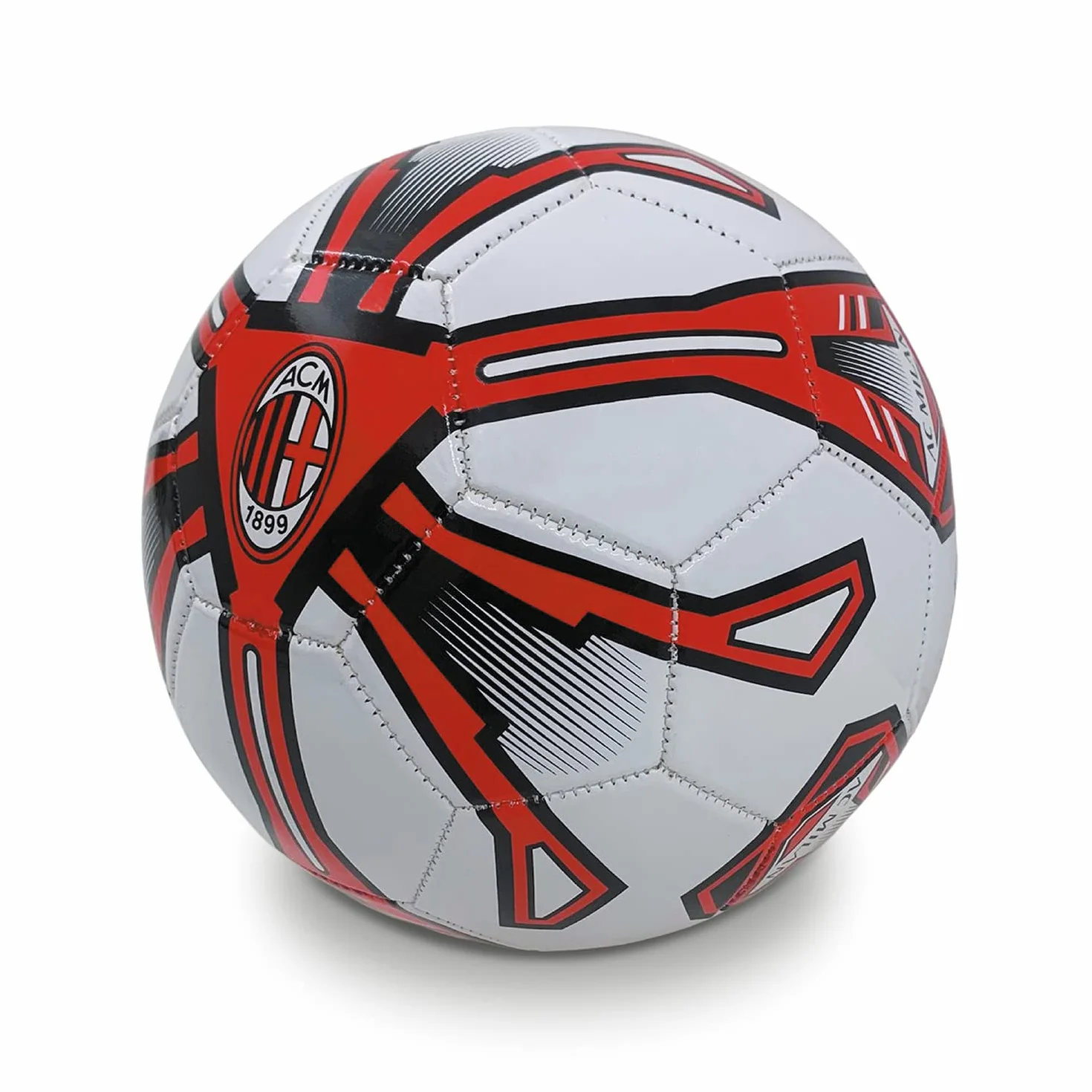 Pallone da Calcio Cucito A.C. MILAN Ufficiale Misura 5 Rosso Nero 300g