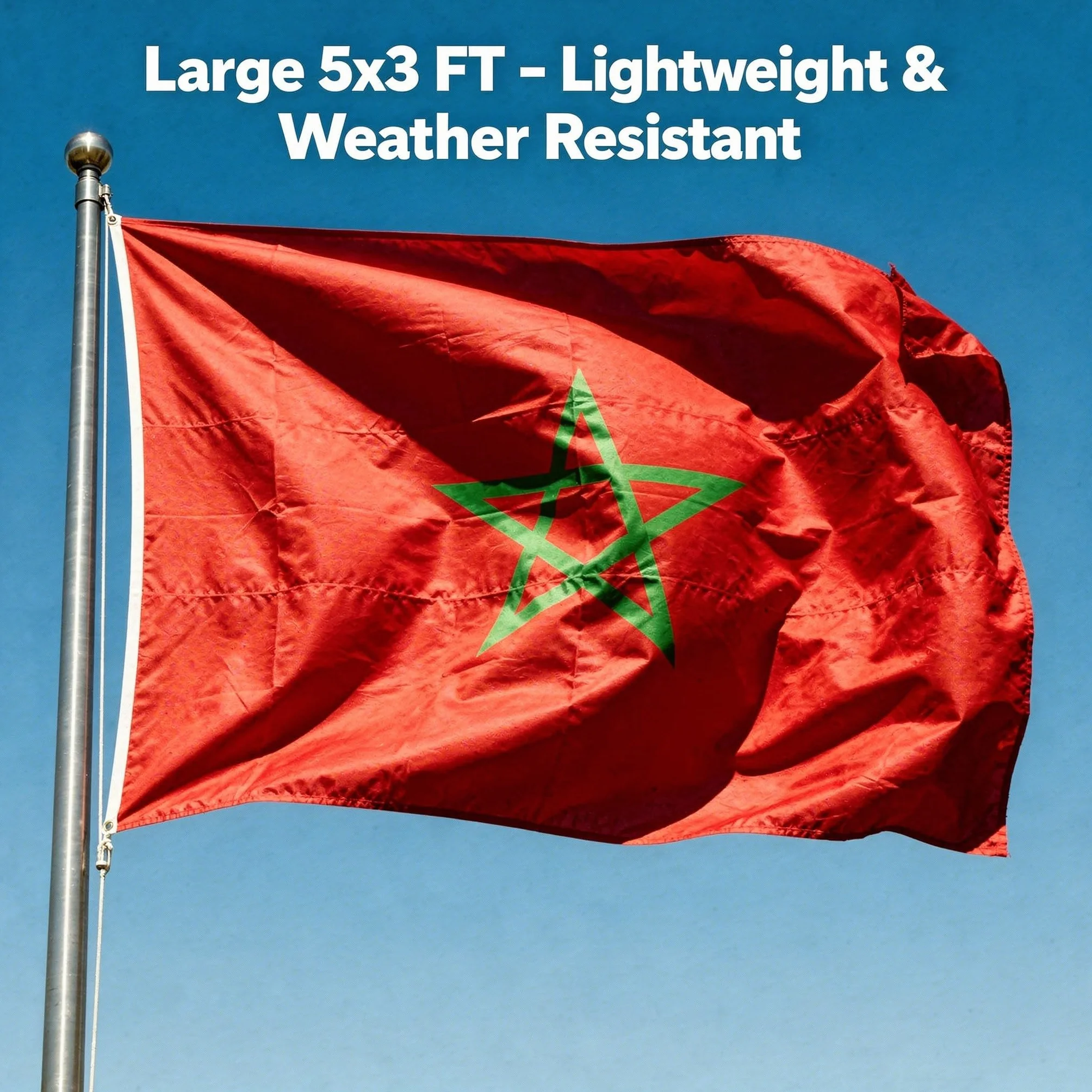 SHATCHI Grande 150 x 90 cm Bandiera nazionale del Marocco Marocco, tessuto di poliestere in ottone, occhielli per la Coppa del Mondo FIFA Football Rugby Sport sostenitore