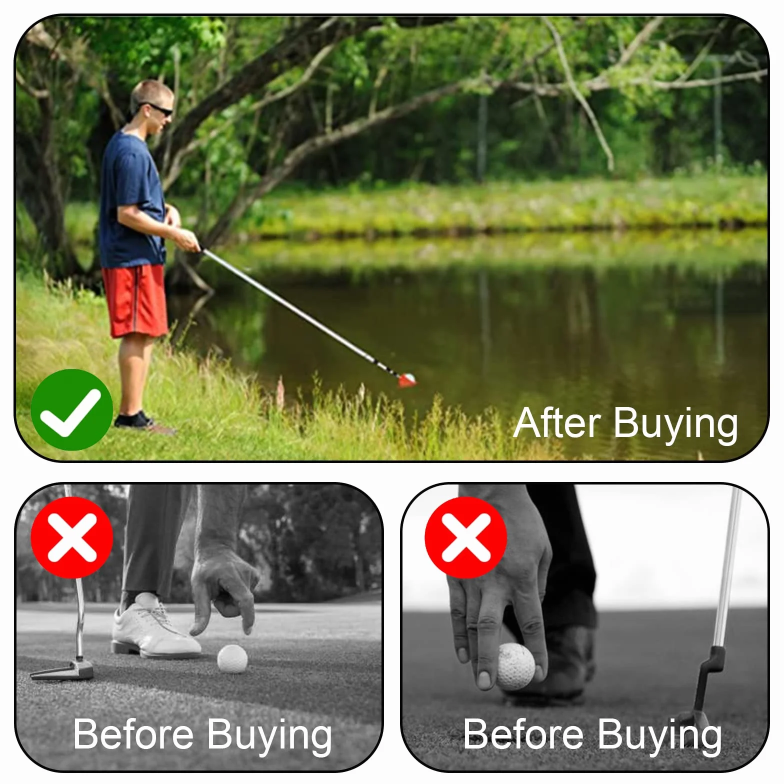 GAESHOW Golf Ball Retriever, Raccogli Palline Golf, Retriever per Palline da Golf Telescopico Inossidabile per Acqua con Pinza per Pallina da Golf, Lunghezza: 2m / 6,56 Piedi