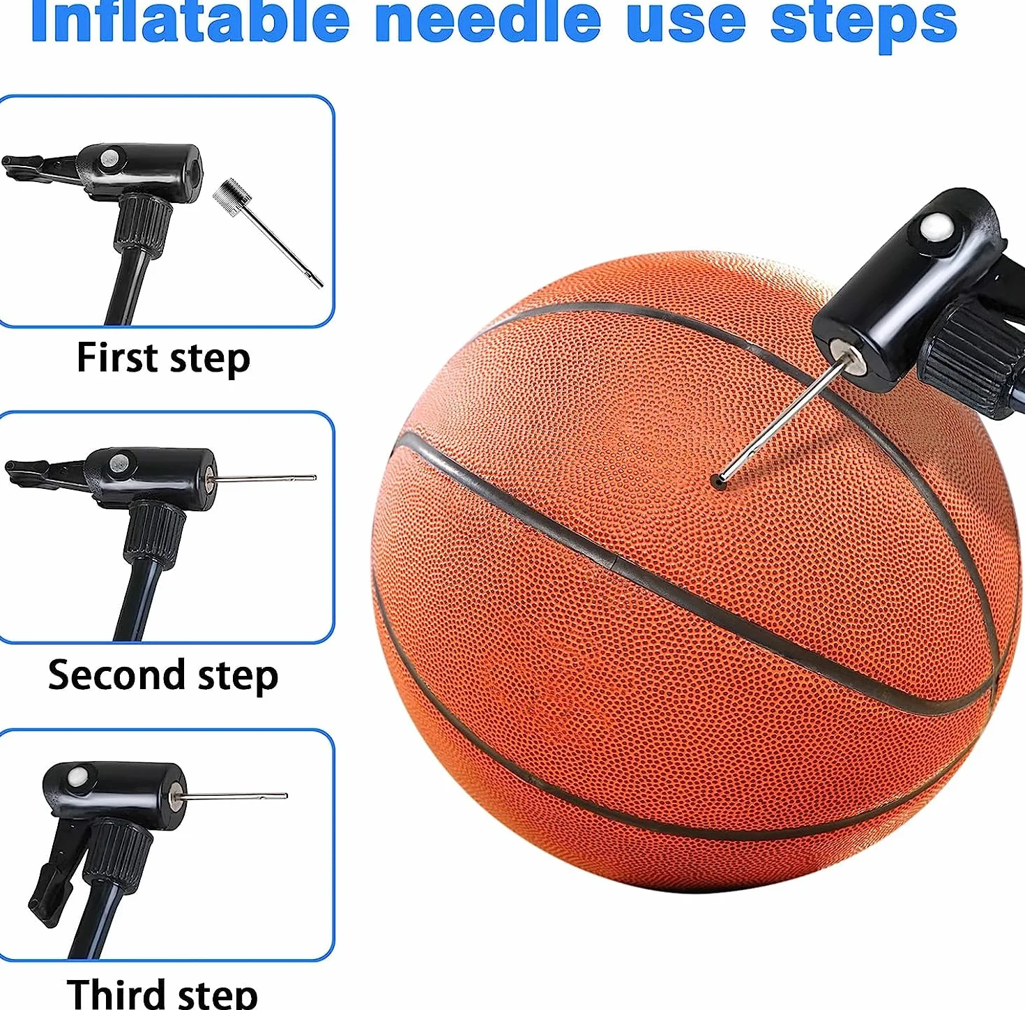 Aghi per Pompa a Sfera in Acciaio Inox, Confezione da 35, per Pallacanestro, Calcio, Rugby, Pallavolo con Custodia