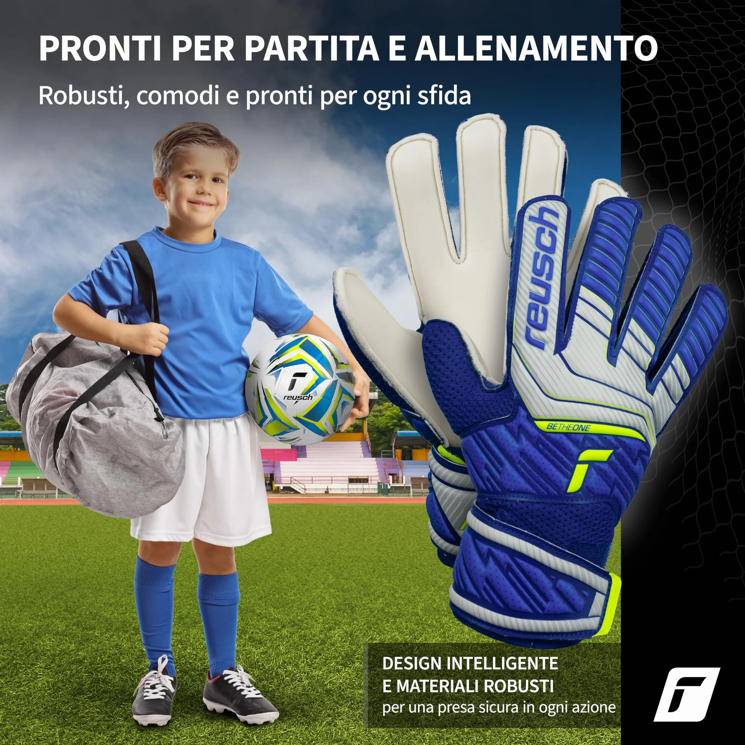 Reusch Attrakt Solid Junior Guanti da portiere|Bambini 5–16 anni|Presa sicura con lattice|Calzata comoda e fascia avvolgente|Traspiranti e resistenti|Allenamento e partita