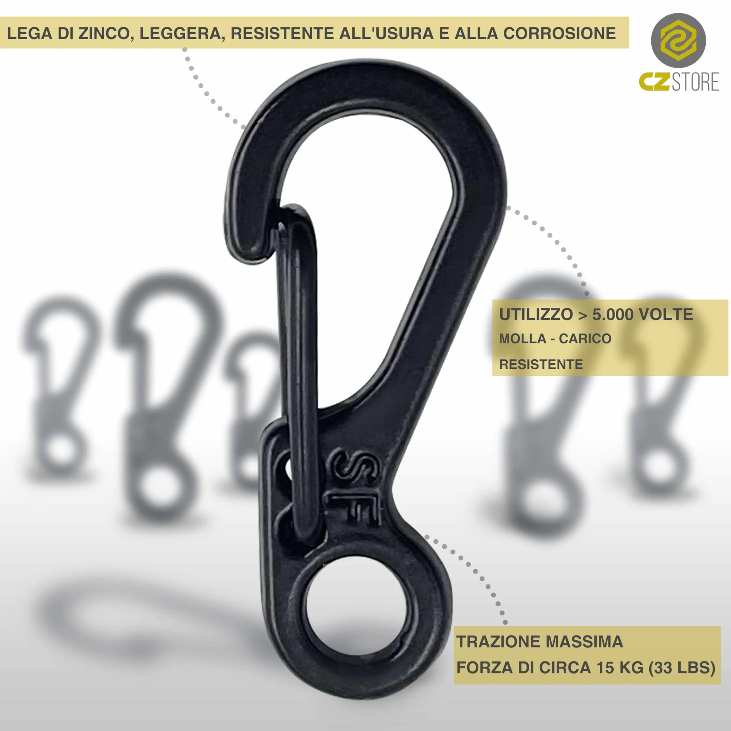 Moschettoni Lega Zinco 15kg Portachiavi Escursionismo Arrampicata Viaggio