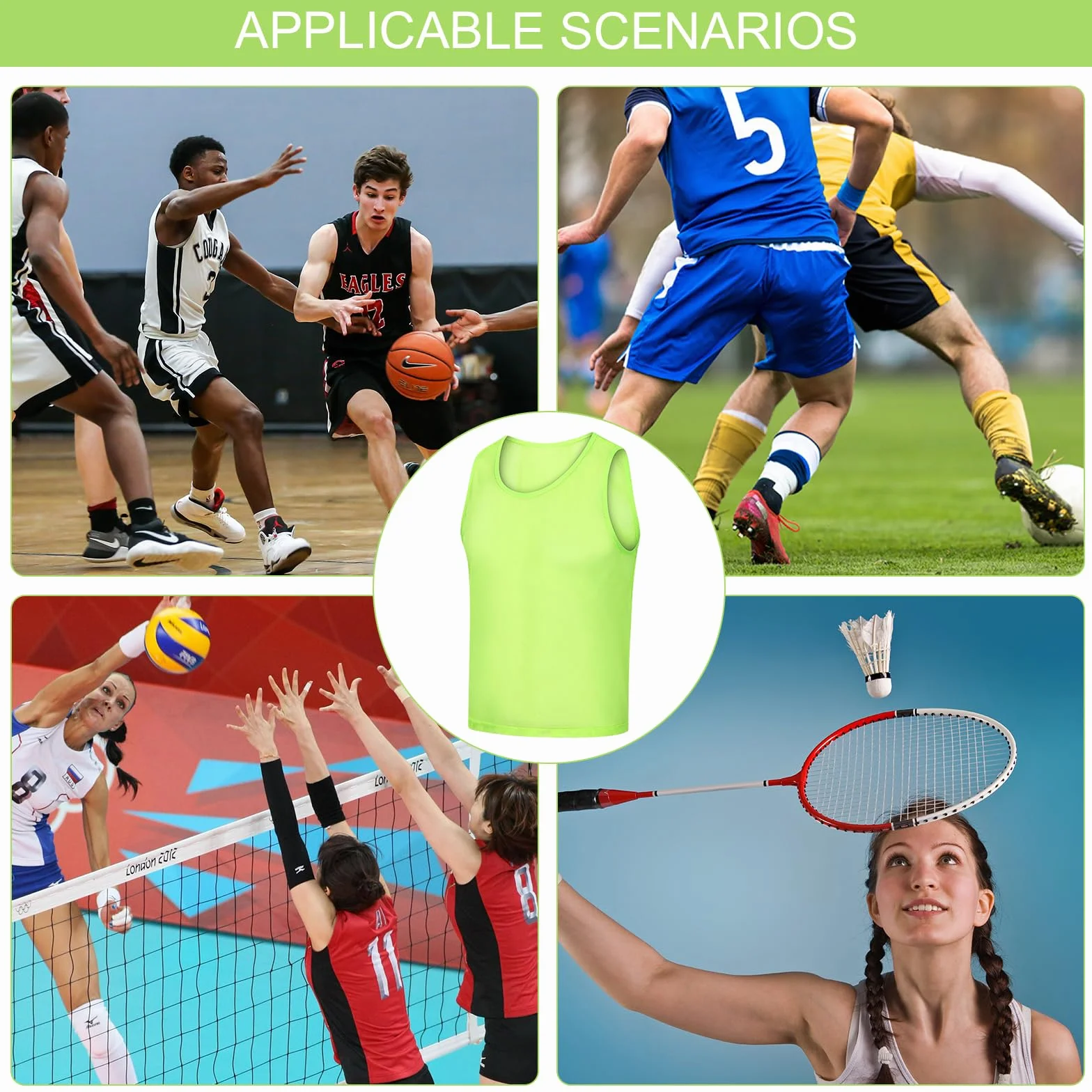 Casacche da Calcio Pettorine Adulti 6 Pezzi, Gilet Allenamento Squadre Nylon Mesh