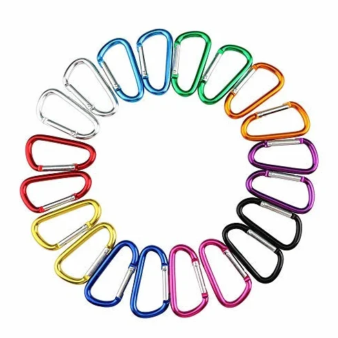 Moschettoni Alluminio 5cm Set, Mini Moschettone Portachiavi, Clip Gancio Campeggio